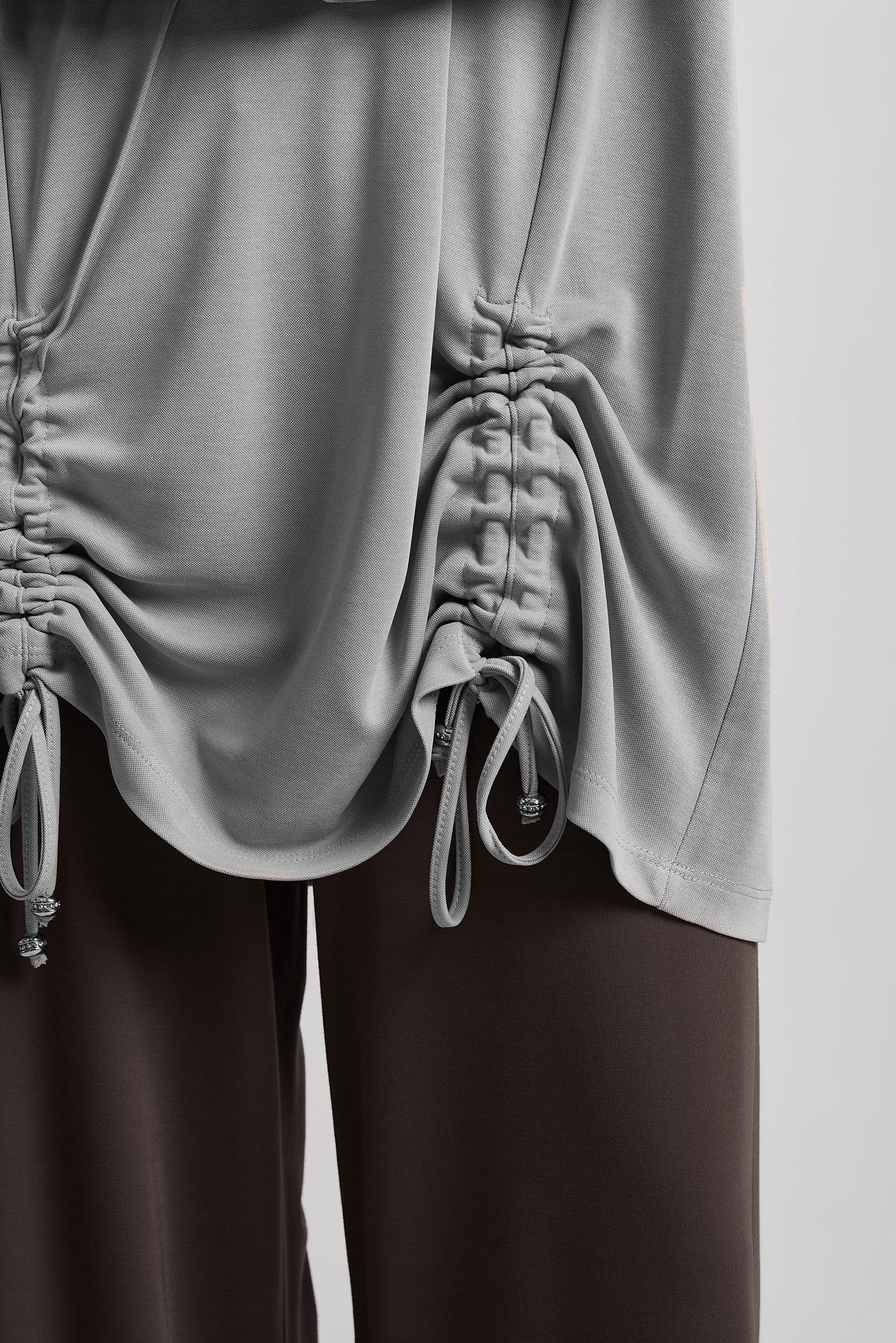 Tesettür giyim GRİ BÜZGÜ DETAYLI EŞOFMAN TUNİK 45462