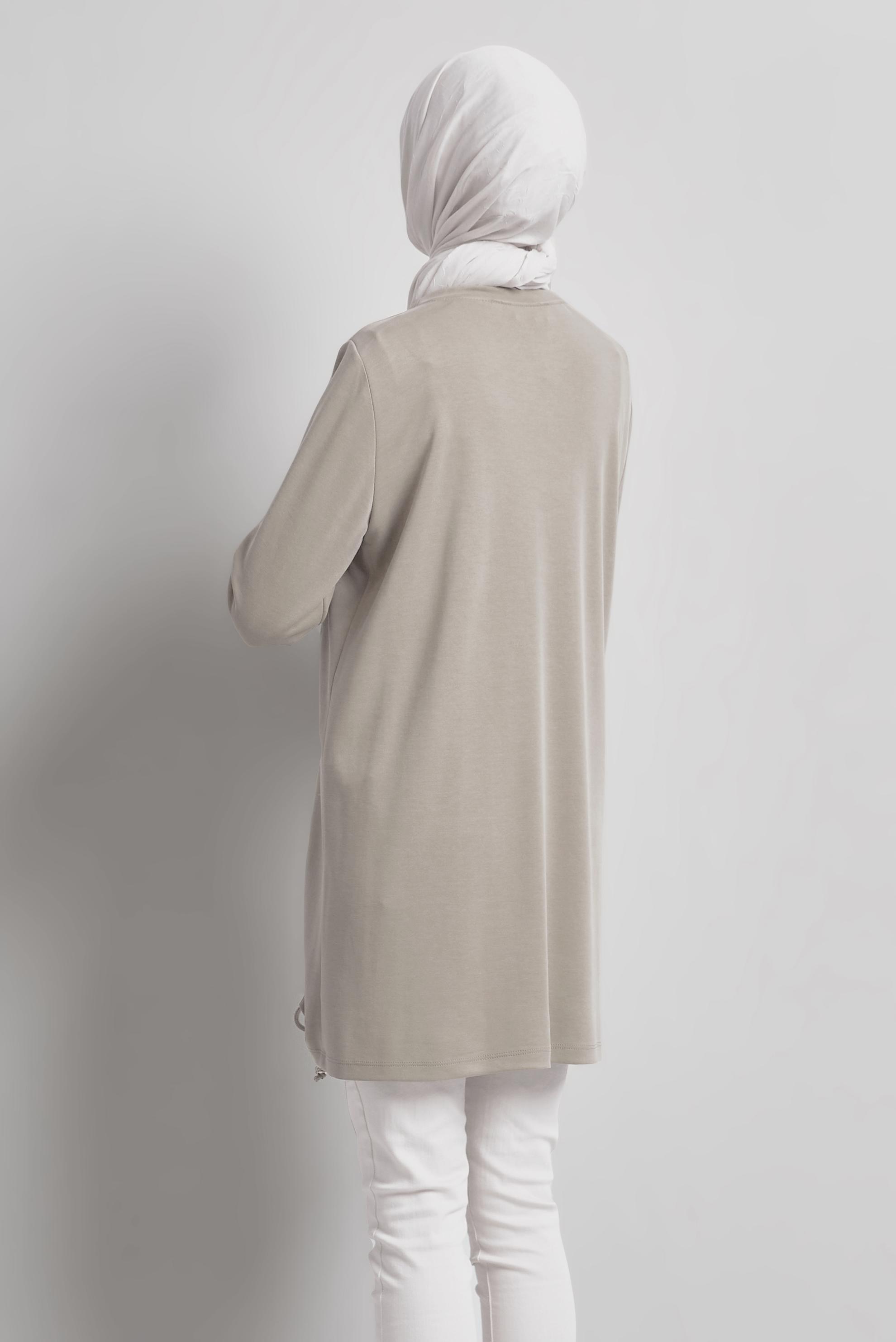 Vêtements hijab BEIGE TUNIQUE DE SURVÊTEMENT SMOCKÉE 45462
