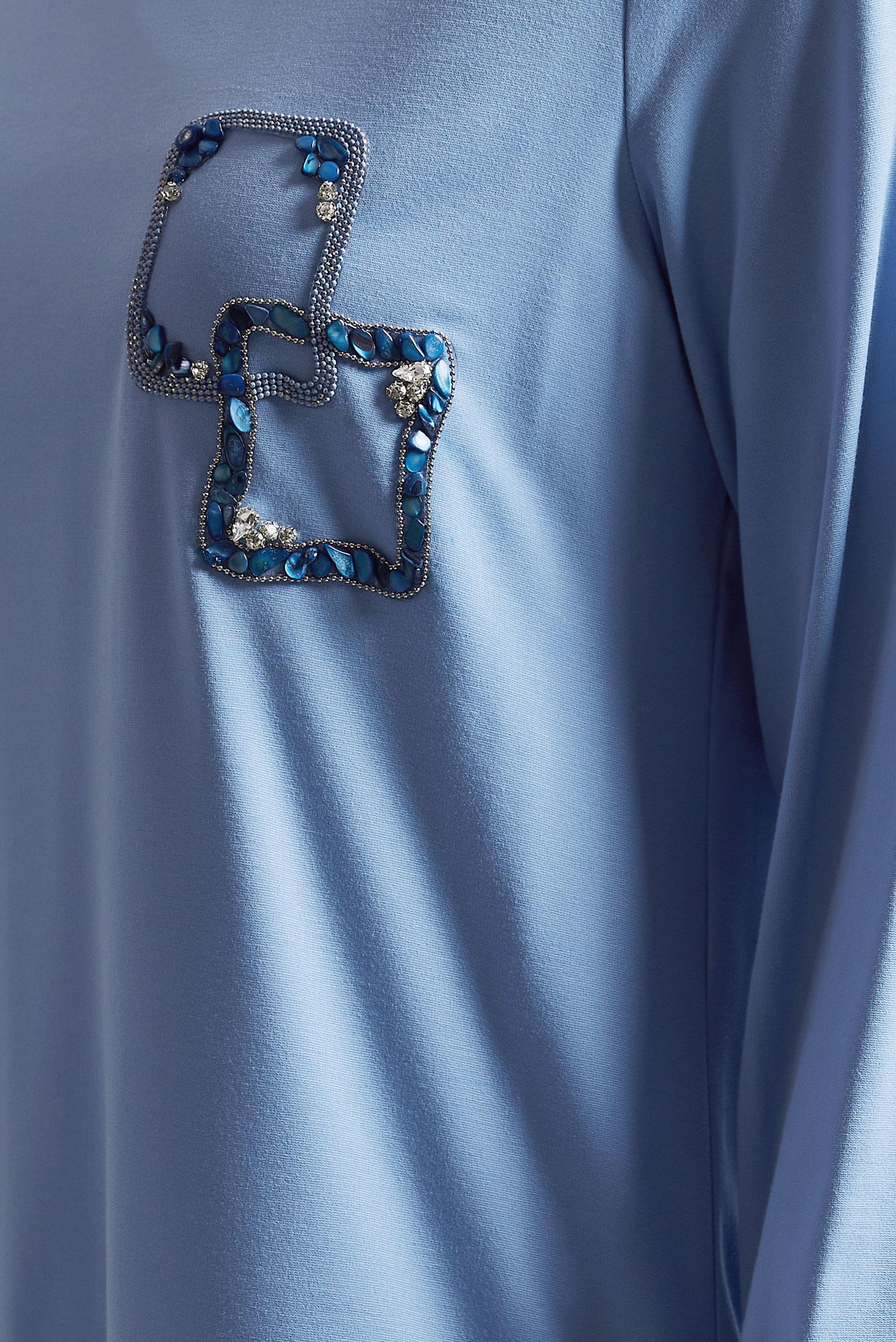 Tesettür giyim MAVİ BÜZGÜ DETAYLI EŞOFMAN TUNİK 45463