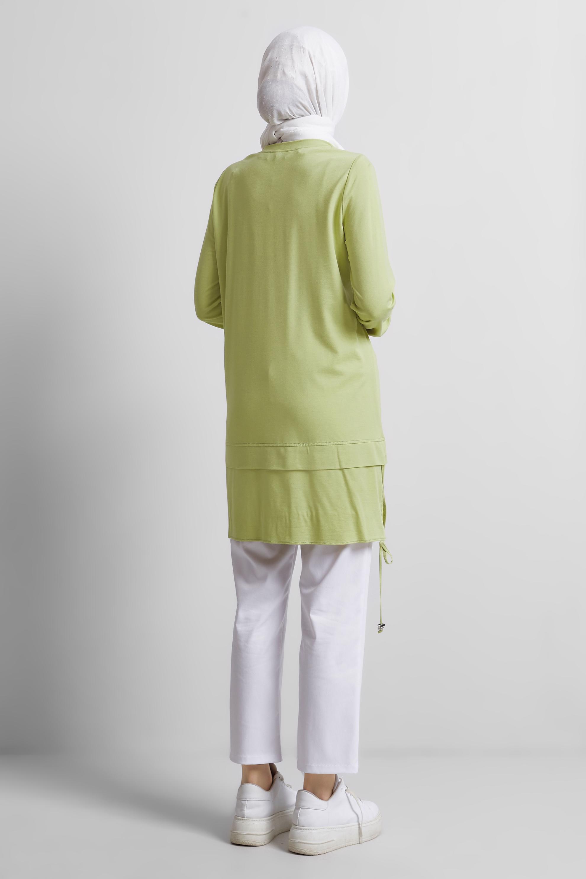 Tesettür giyim SARI BÜZGÜ DETAYLI EŞOFMAN TUNİK 45463