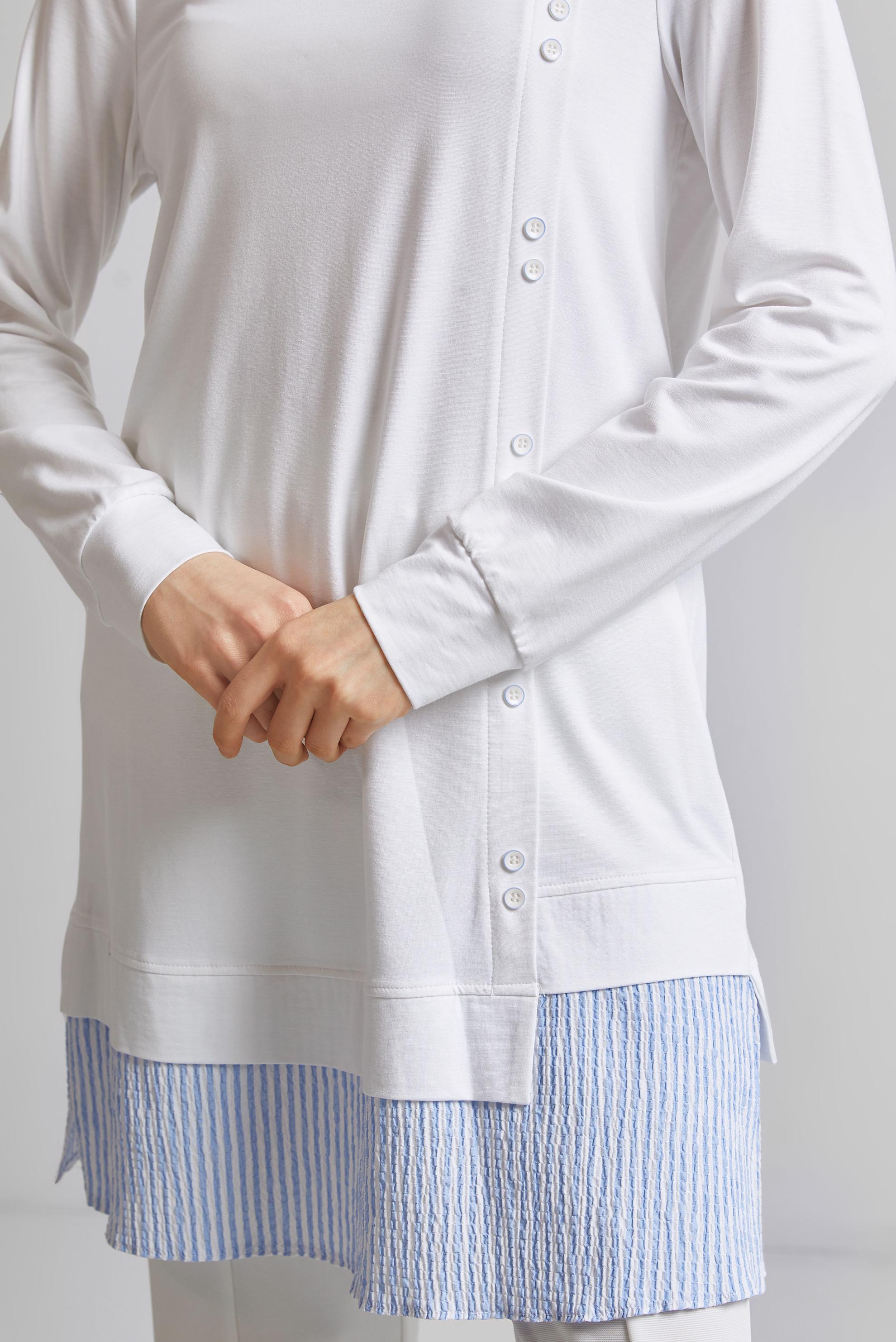 Tesettür giyim BEYAZ GARNİLİ EŞOFMAN TUNİK 45464