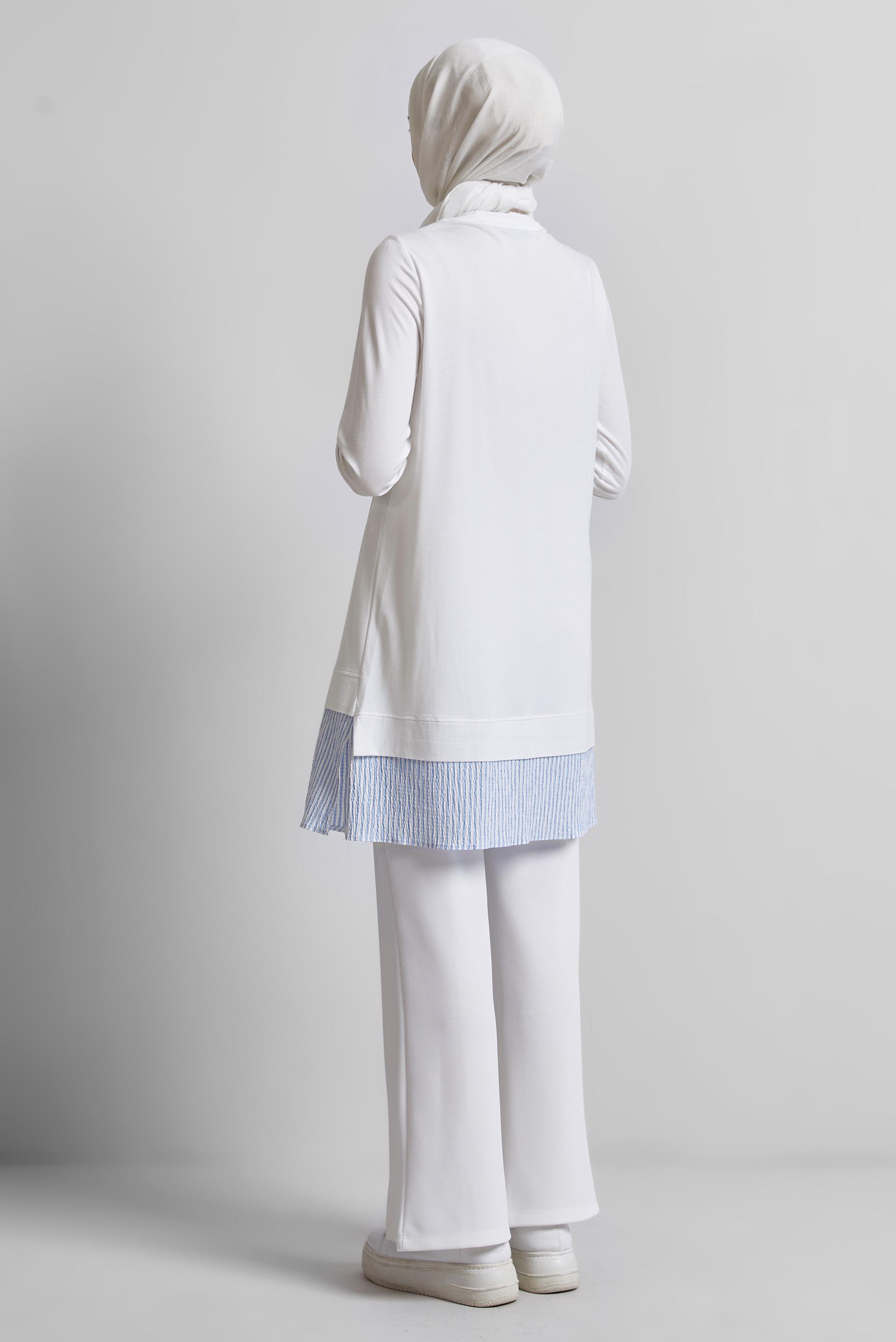 Tesettür giyim BEYAZ GARNİLİ EŞOFMAN TUNİK 45464