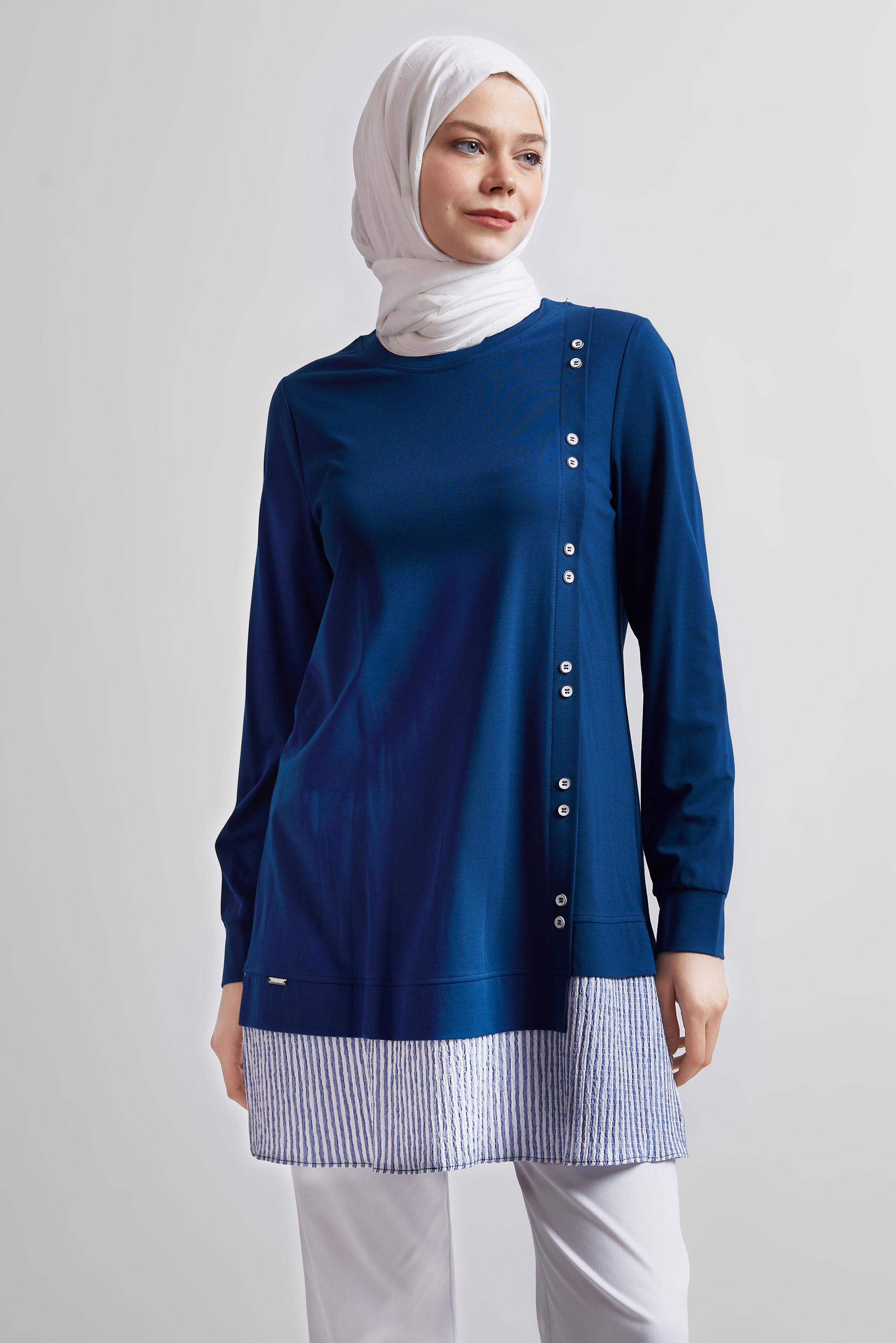 Tesettür giyim LACİVERT GARNİLİ EŞOFMAN TUNİK 45464