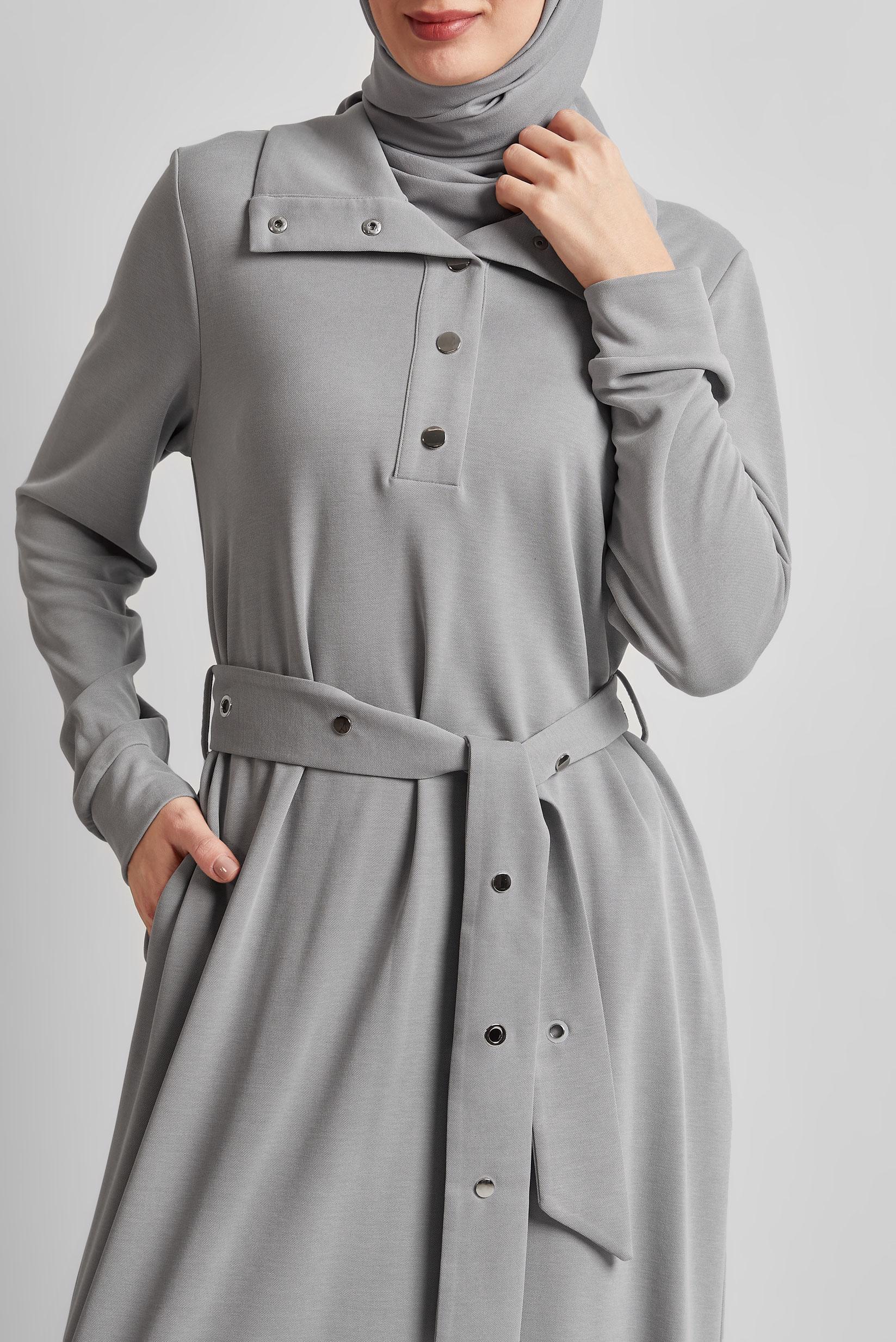 Vêtements hijab GRIS ROBE DE SURVÊTEMENT CEINTURÉE 45465