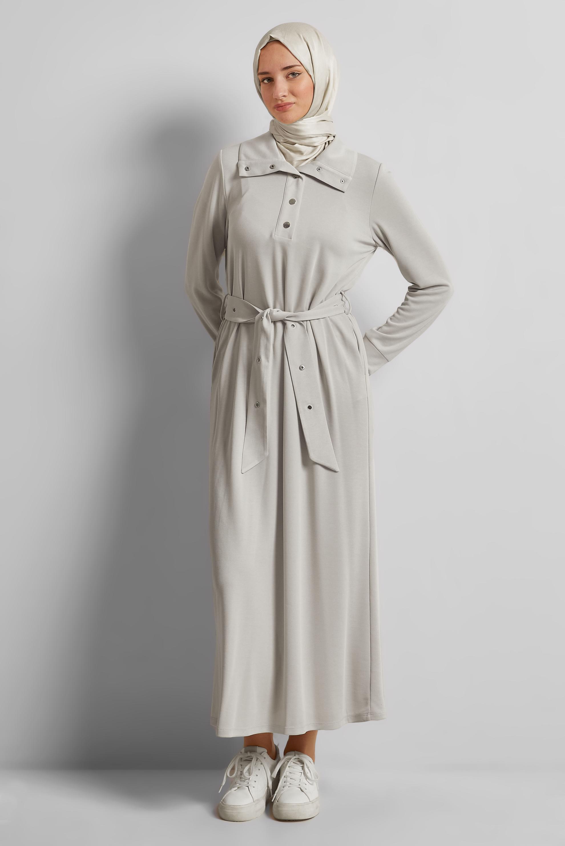 Vêtements hijab BEIGE ROBE DE SURVÊTEMENT CEINTURÉE 45465