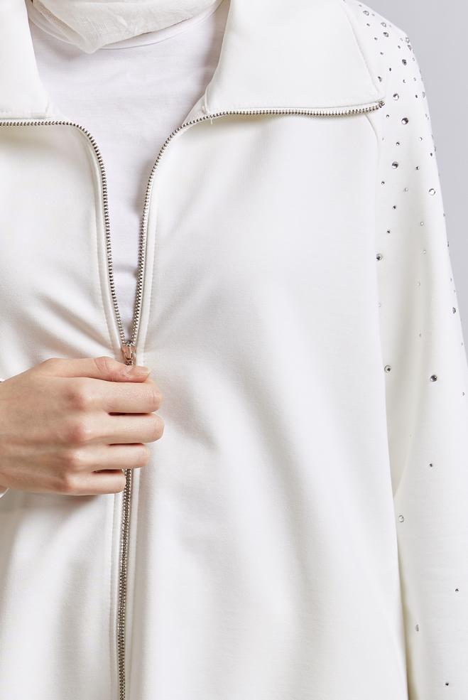 Hijab-Kleidung WEISS TRAININGSANZUG-SET MIT HOSE 45467 - ALVİNA