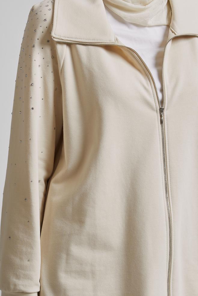 Hijab-Kleidung BEIGE TRAININGSANZUG-SET MIT HOSE 45467 - ALVİNA