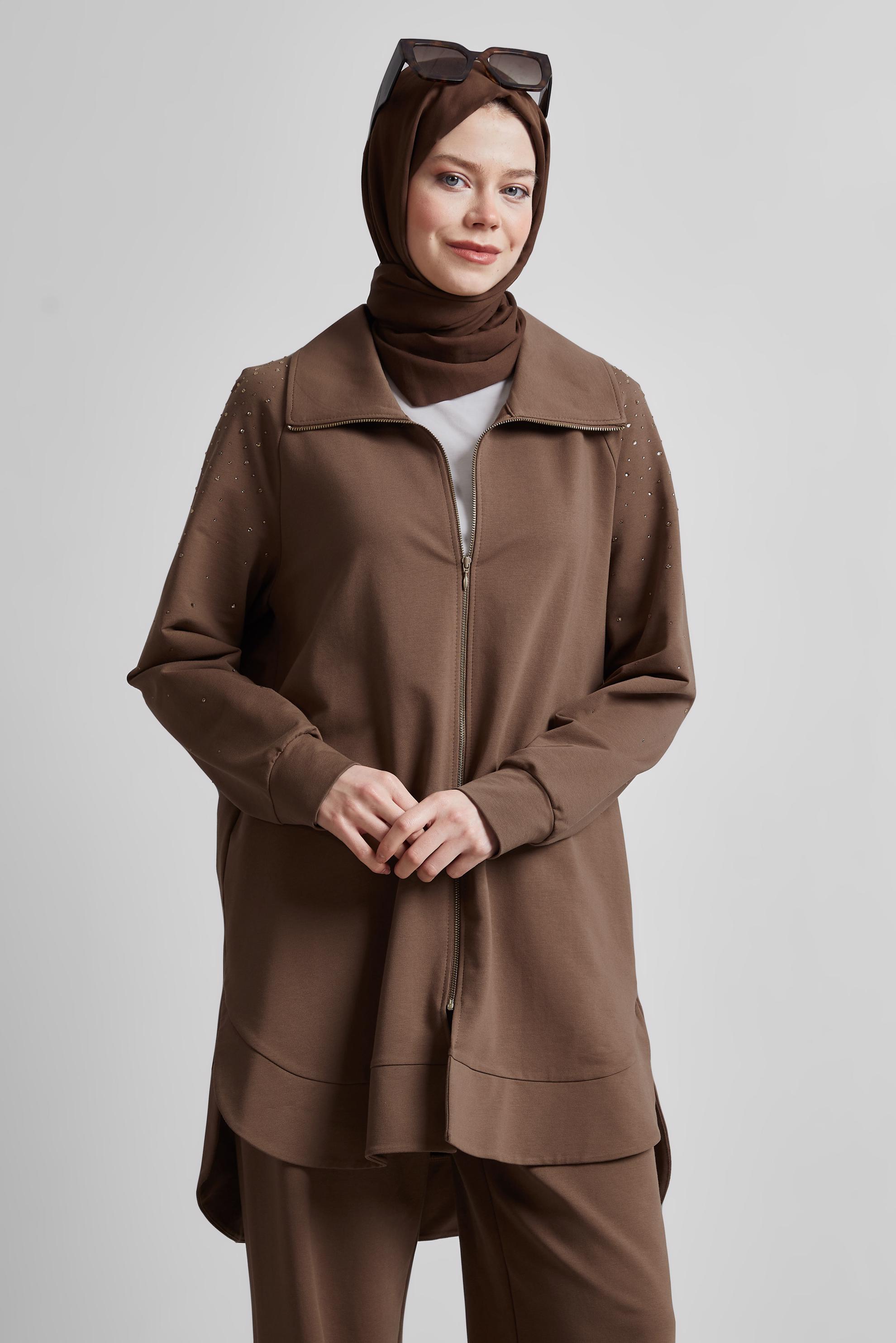 Tesettür giyim KAHVE PANTOLONLU EŞOFMAN TAKIM 45467