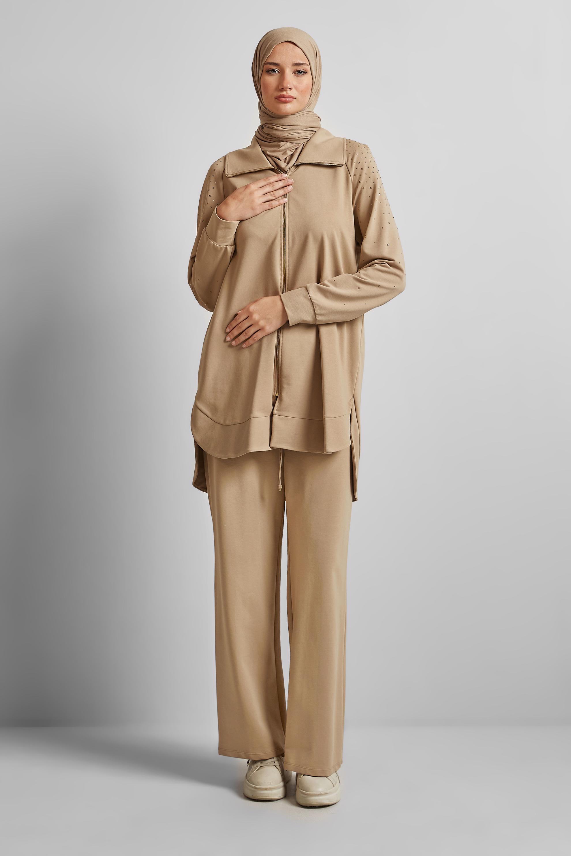 Hijab clothing SAND TRACKSUIT SET WITH PANTS 45467