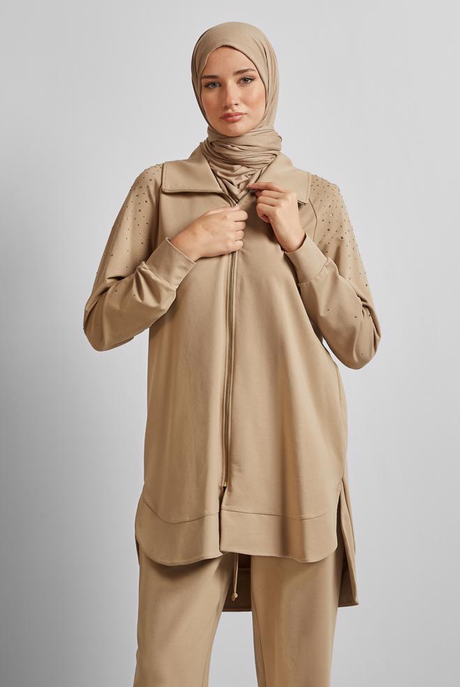 Tesettür giyim KUM PANTOLONLU EŞOFMAN TAKIM 45467 - ALVİNA