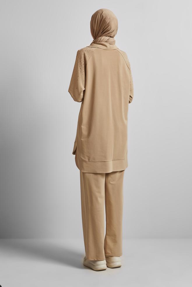 Tesettür giyim KUM PANTOLONLU EŞOFMAN TAKIM 45467 - ALVİNA