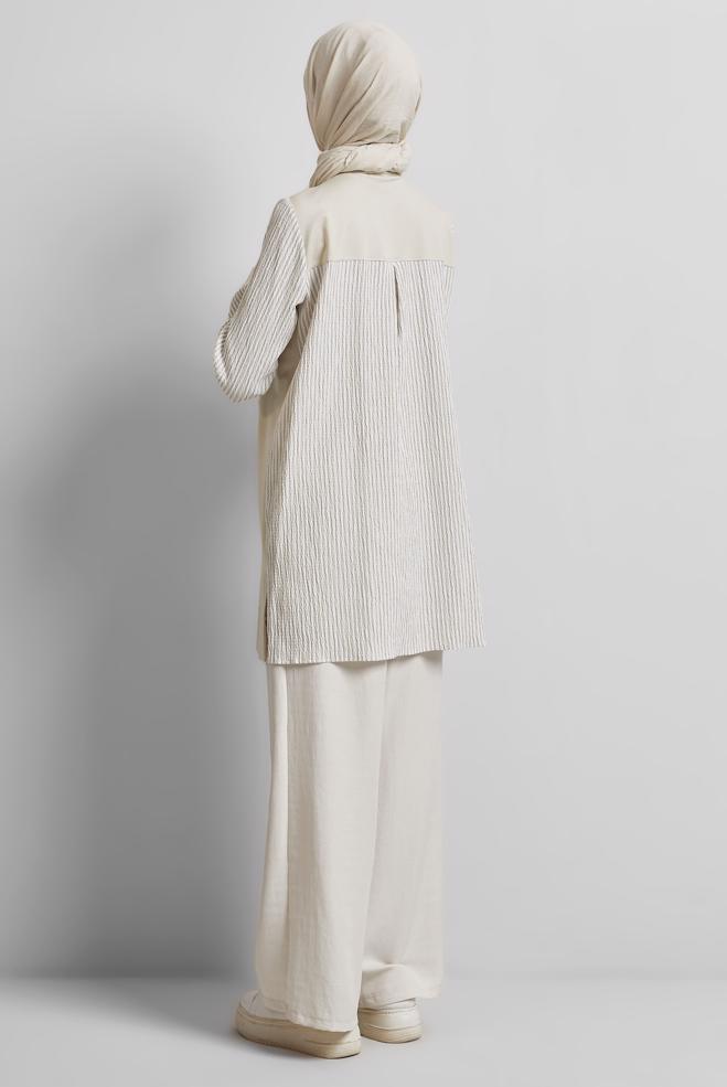 Hijab-Kleidung SAND TRAININGSTUNIKA MIT DRUCK 45468 - ALVİNA