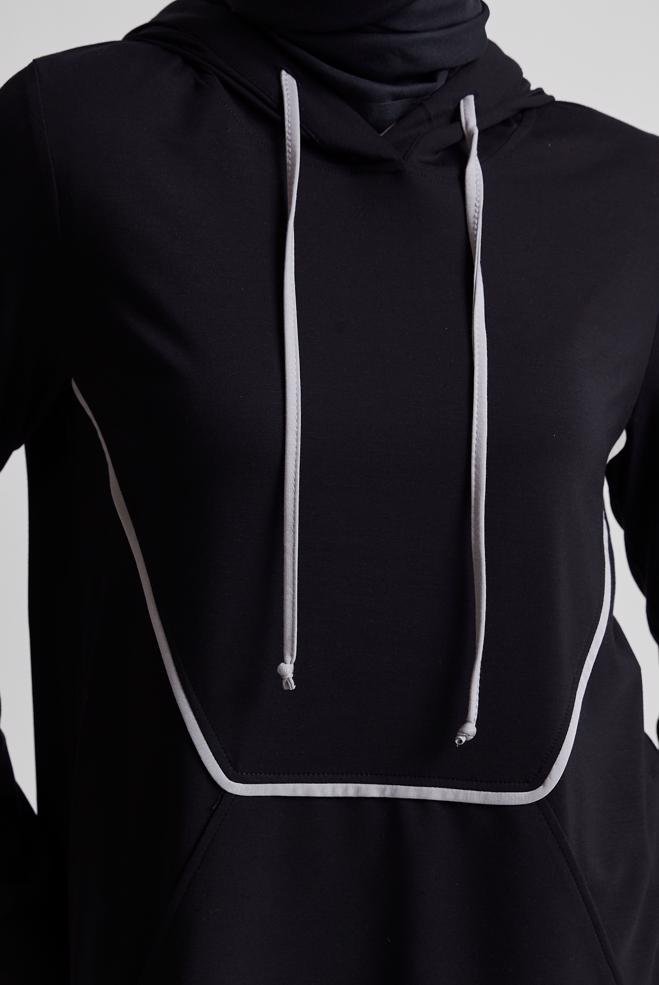 Hijab-Kleidung SCHWARZ TRAININGSANZUG-SET MIT HOSE 45469 - ALVİNA