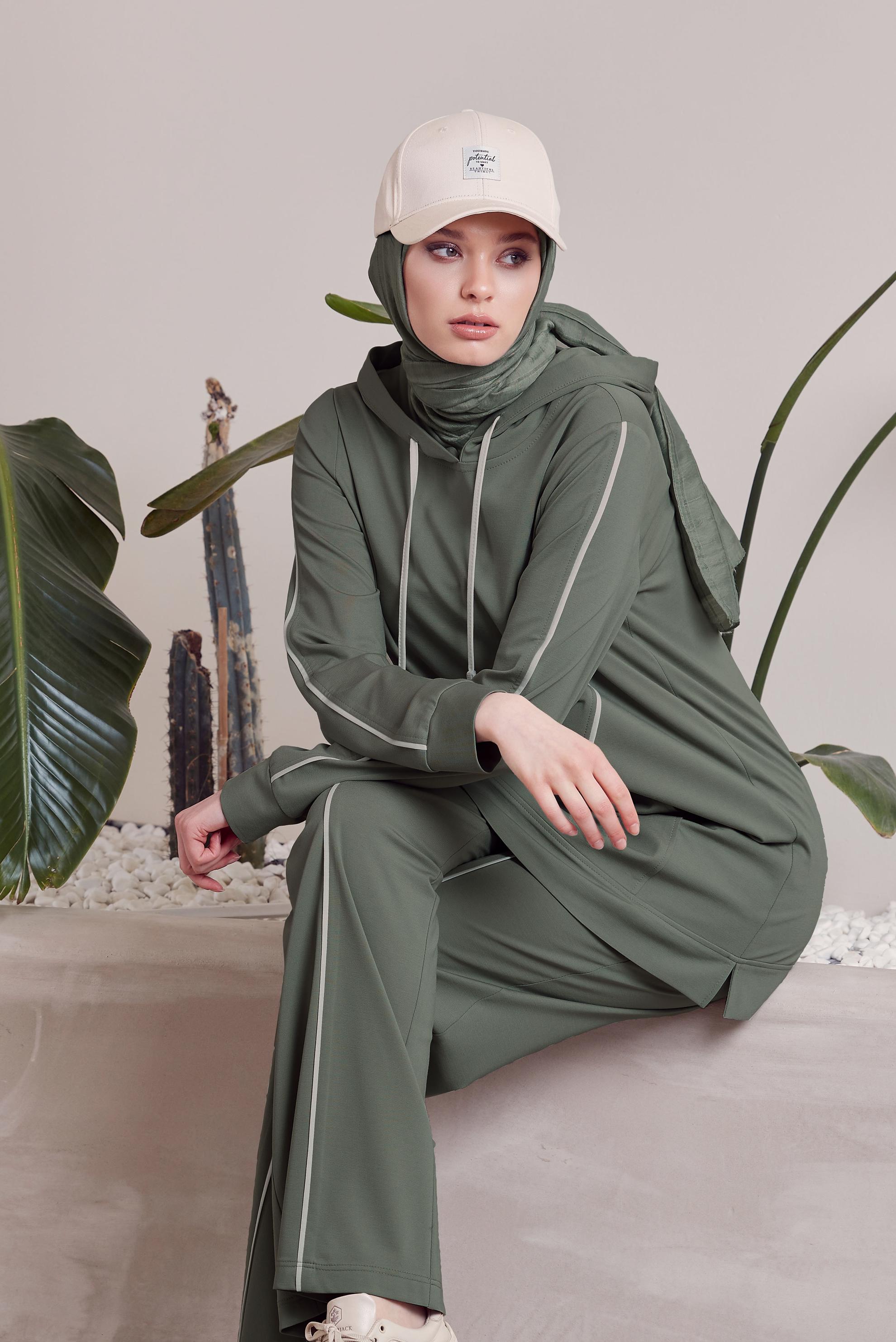 Tesettür giyim HAKİ PANTOLONLU EŞOFMAN TAKIMI 45469