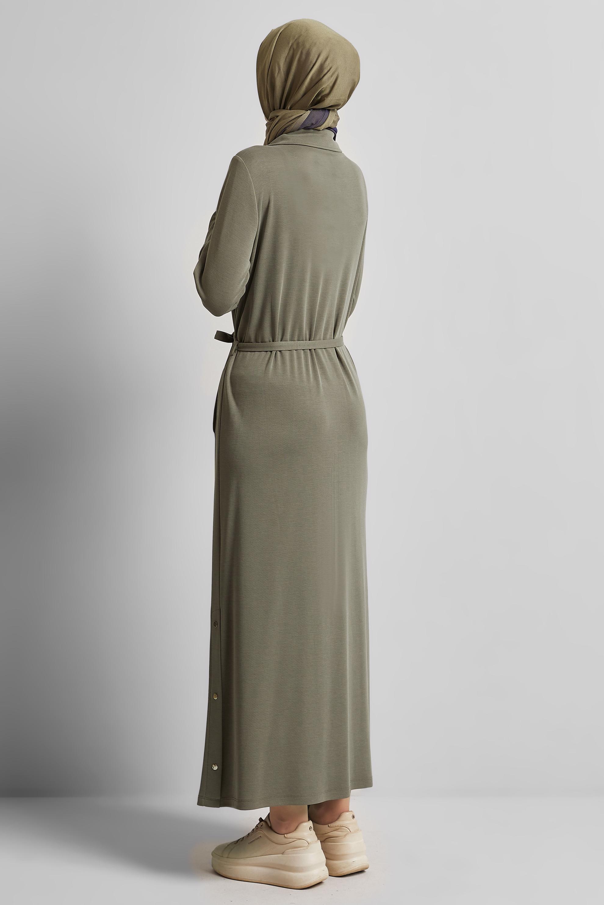 Vêtements hijab KAKI ROBE DE SURVÊTEMENT CEINTURÉE 45470