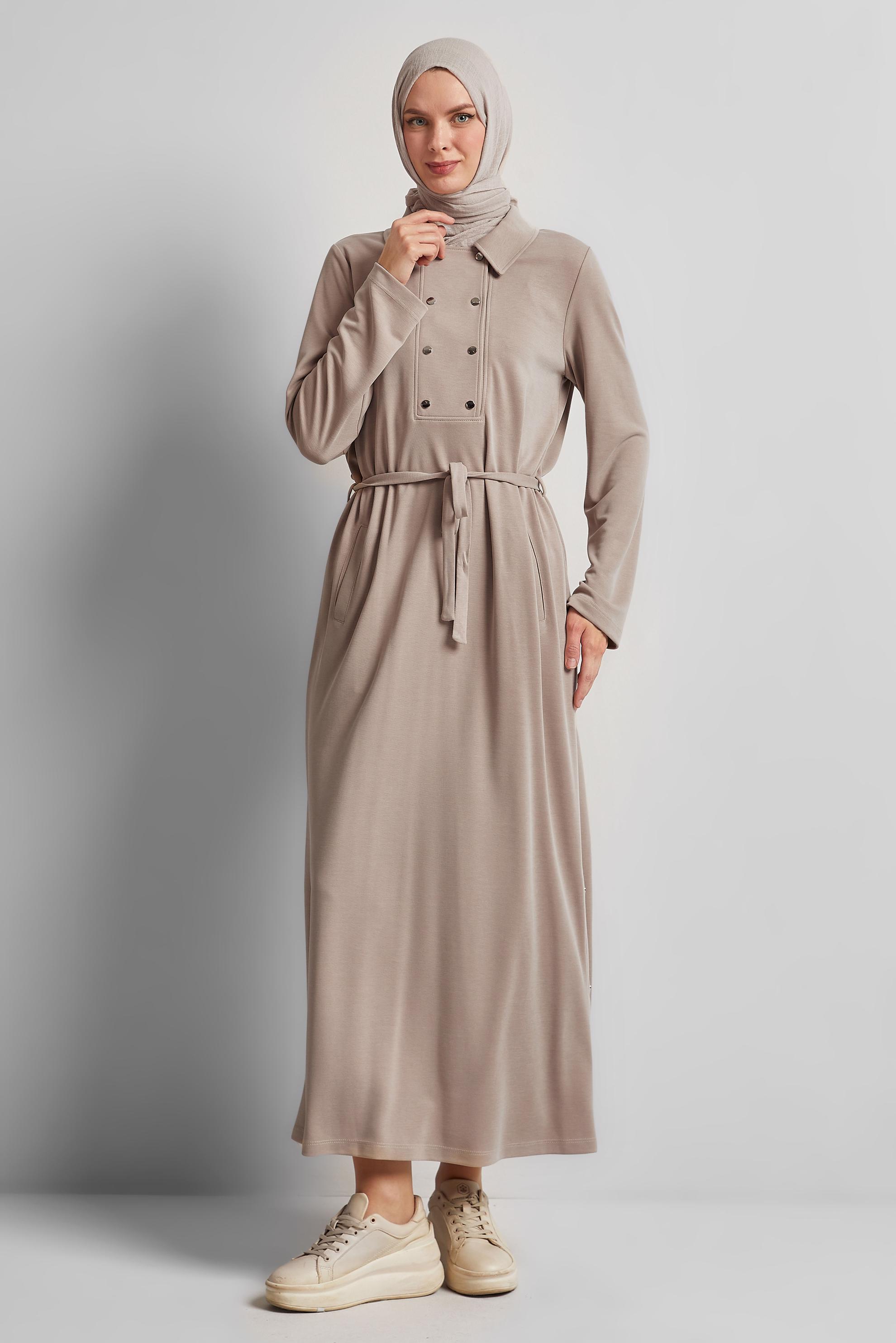 Vêtements hijab BEIGE ROBE DE SURVÊTEMENT CEINTURÉE 45470