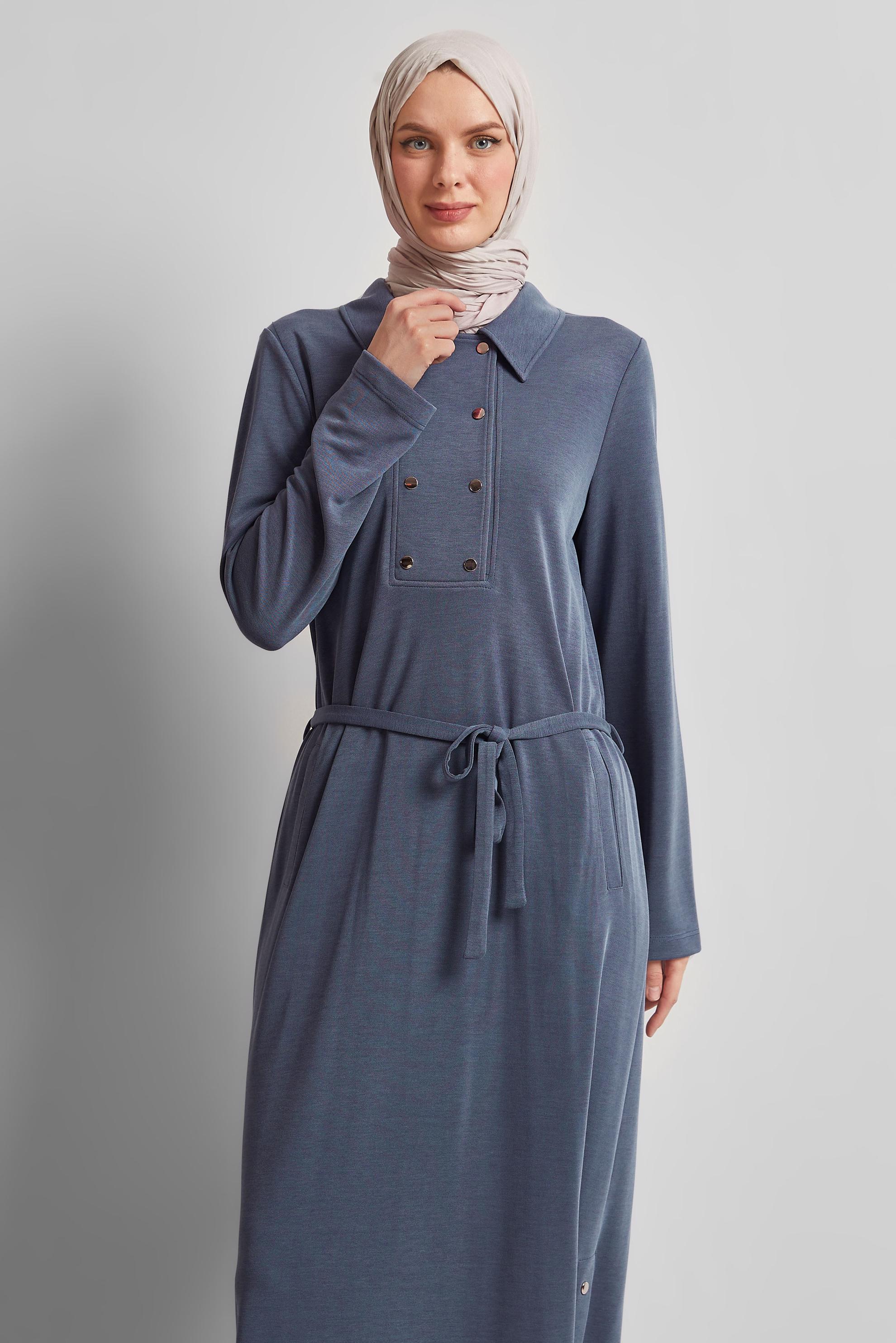 Vêtements hijab GRIS ROBE DE SURVÊTEMENT CEINTURÉE 45470