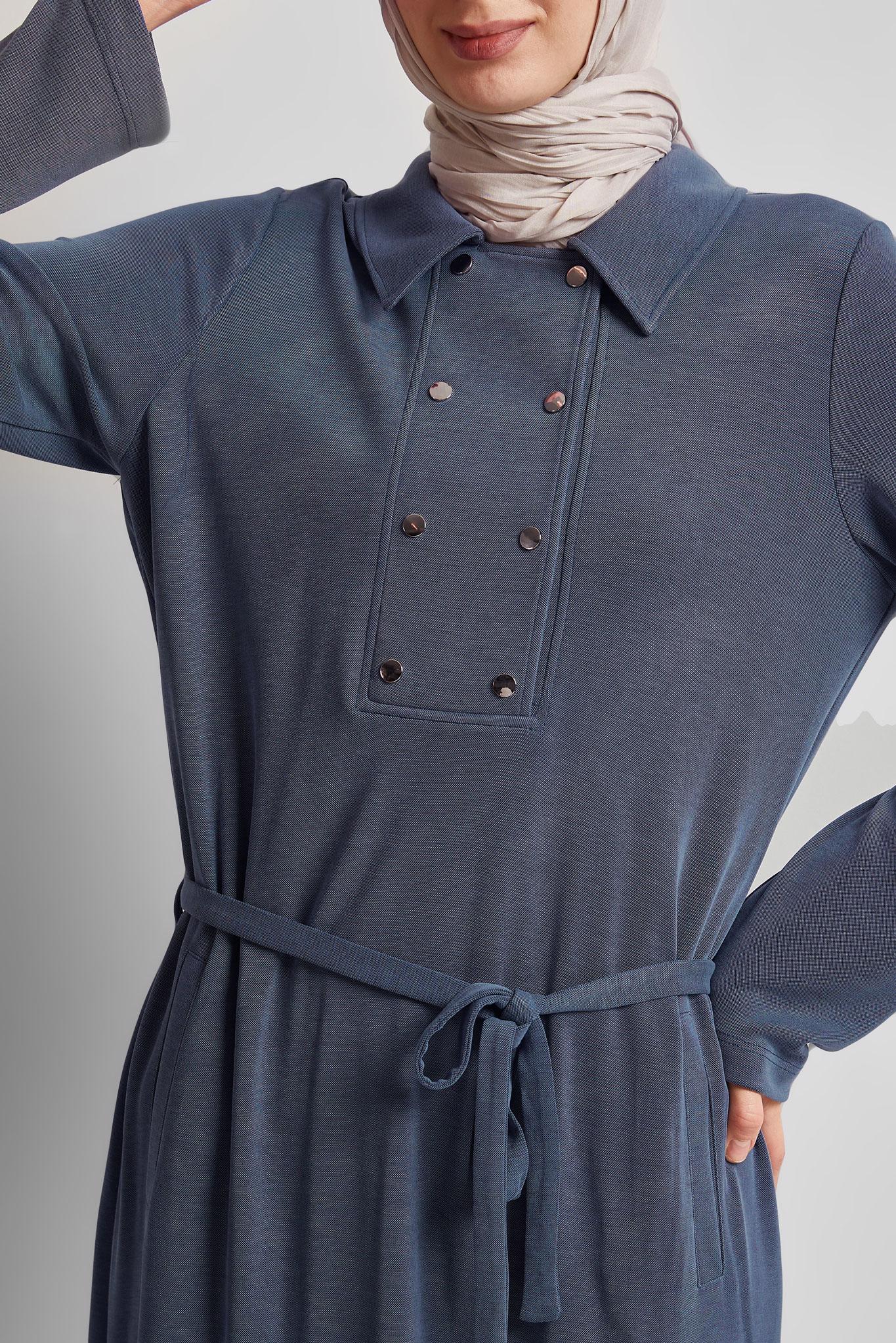 Vêtements hijab GRIS ROBE DE SURVÊTEMENT CEINTURÉE 45470