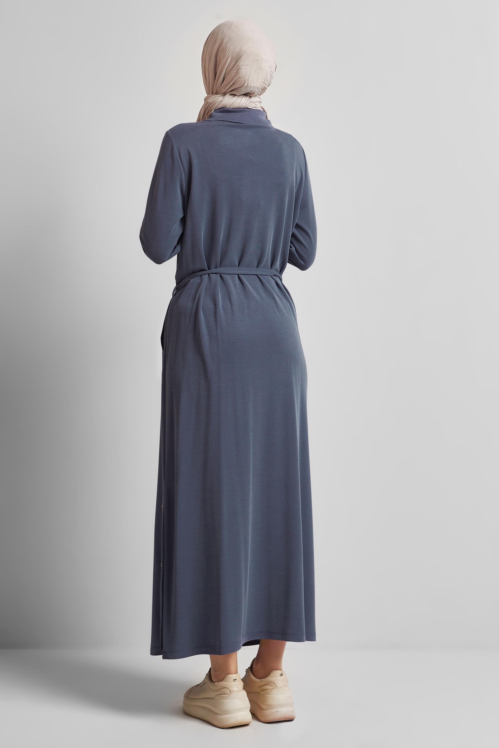 Vêtements hijab GRIS ROBE DE SURVÊTEMENT CEINTURÉE 45470