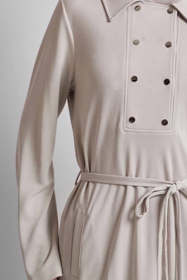 Tesettür giyim BEJ KUŞAKLI EŞOFMAN ELBİSE 45470 - ALVİNA