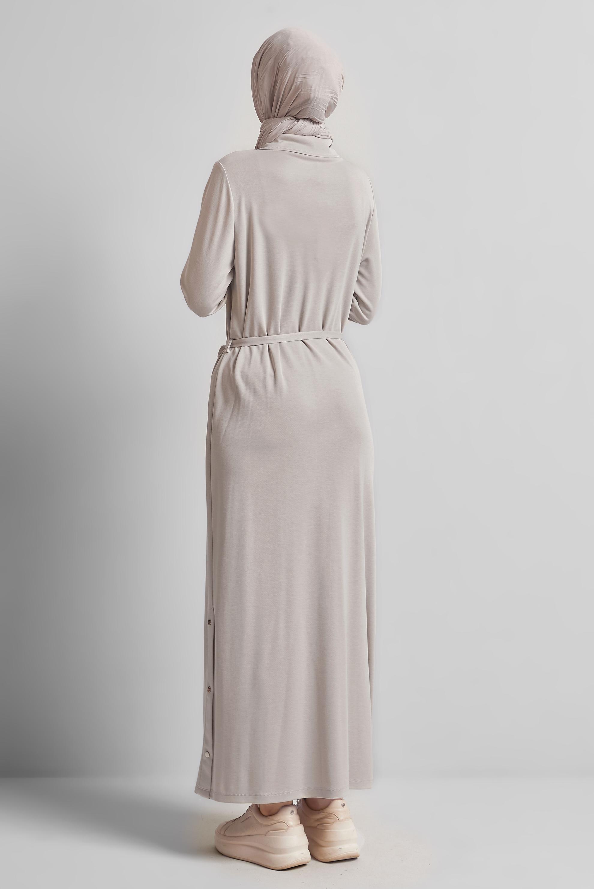 Vêtements hijab BEIGE ROBE DE SURVÊTEMENT CEINTURÉE 45470