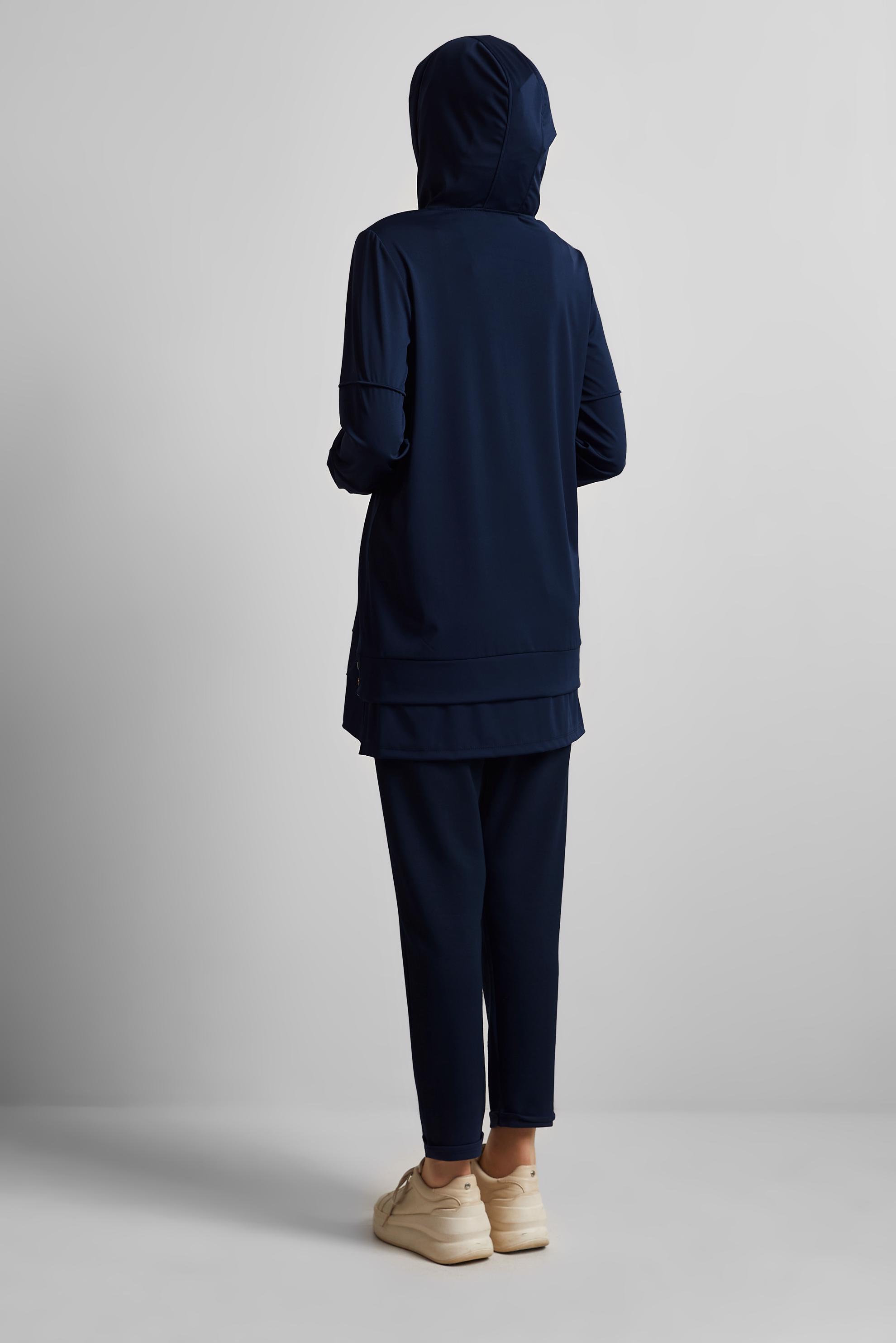 Tesettür giyim LACİVERT KAPÜŞONLU EŞOFMAN TUNİK 45471