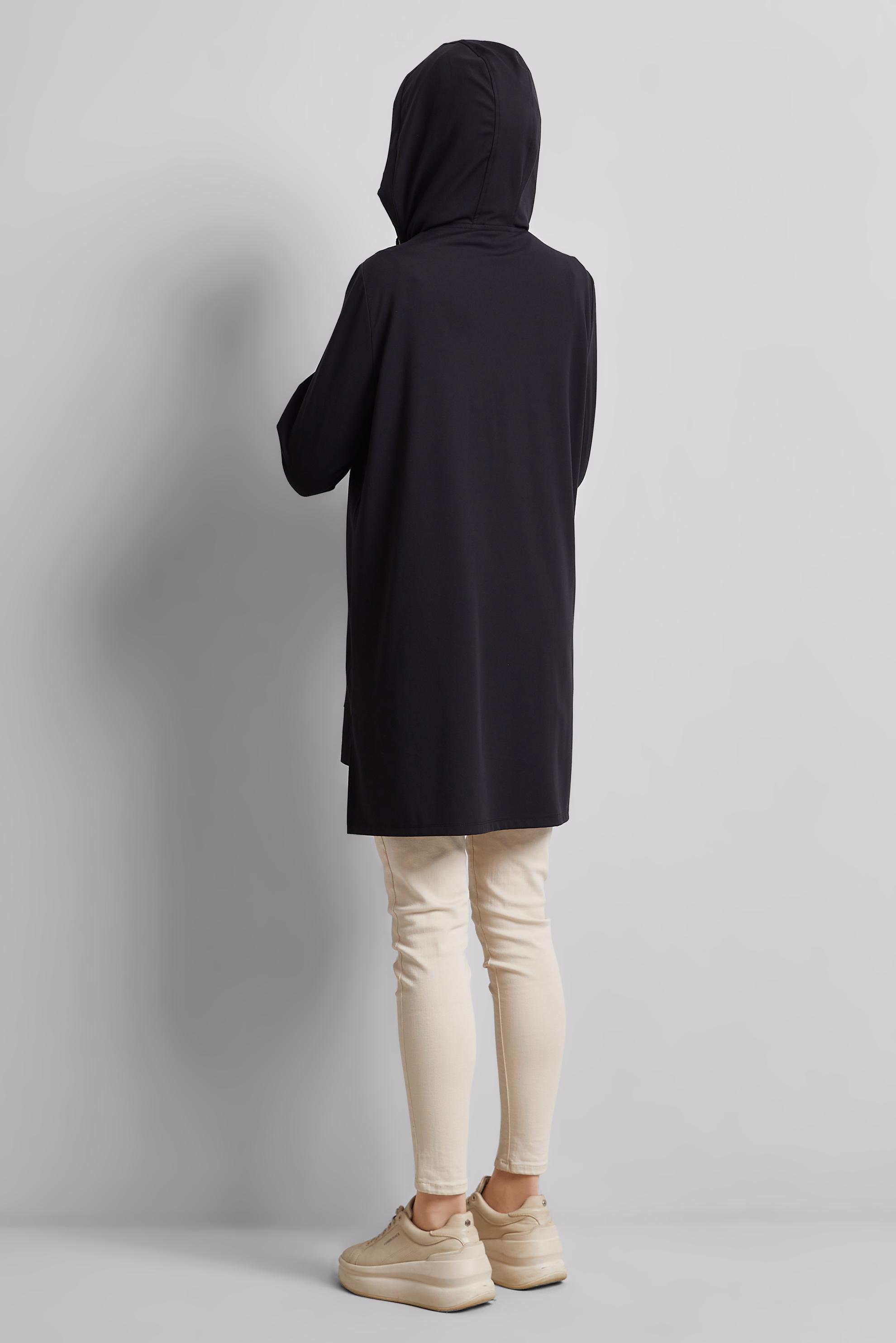 Tesettür giyim SİYAH KAPÜŞONLU EŞOFMAN TUNİK 45472