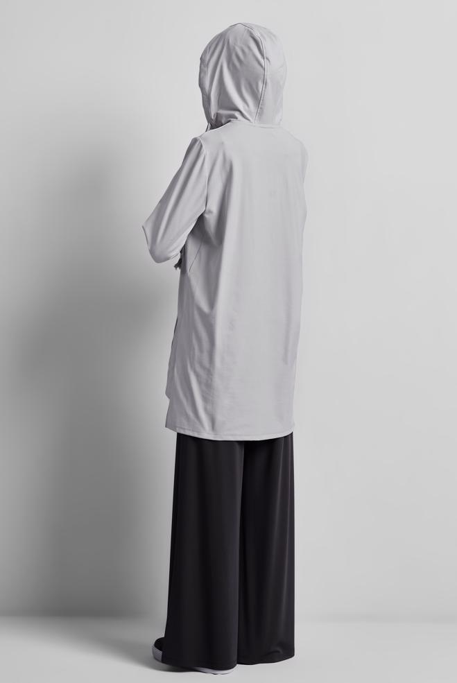 Vêtements hijab GRIS TUNIQUE DE SURVÊTEMENT À CAPUCHE 45472 - ALVİNA