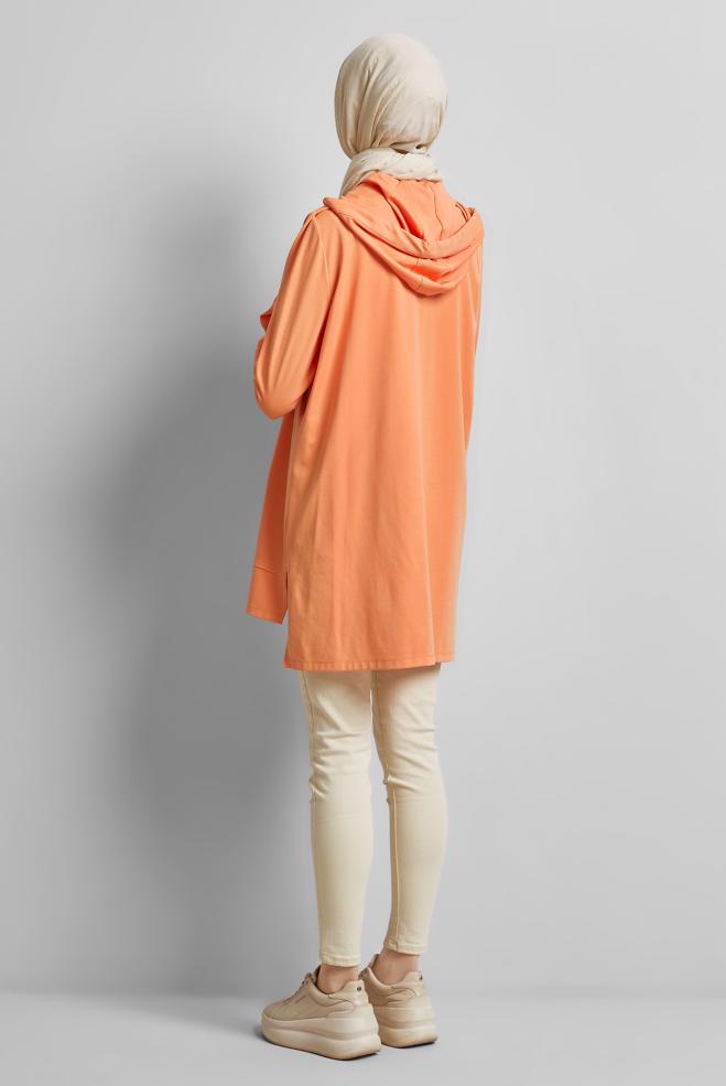 Hijab-Kleidung ORANGE TRAININGSTUNIKA MIT KAPUZE 45472 - ALVİNA