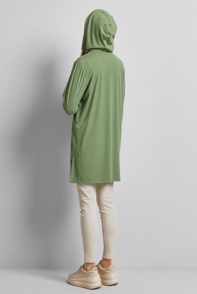 Hijab-Kleidung GRÜN TRAININGSTUNIKA MIT KAPUZE 45472 - ALVİNA