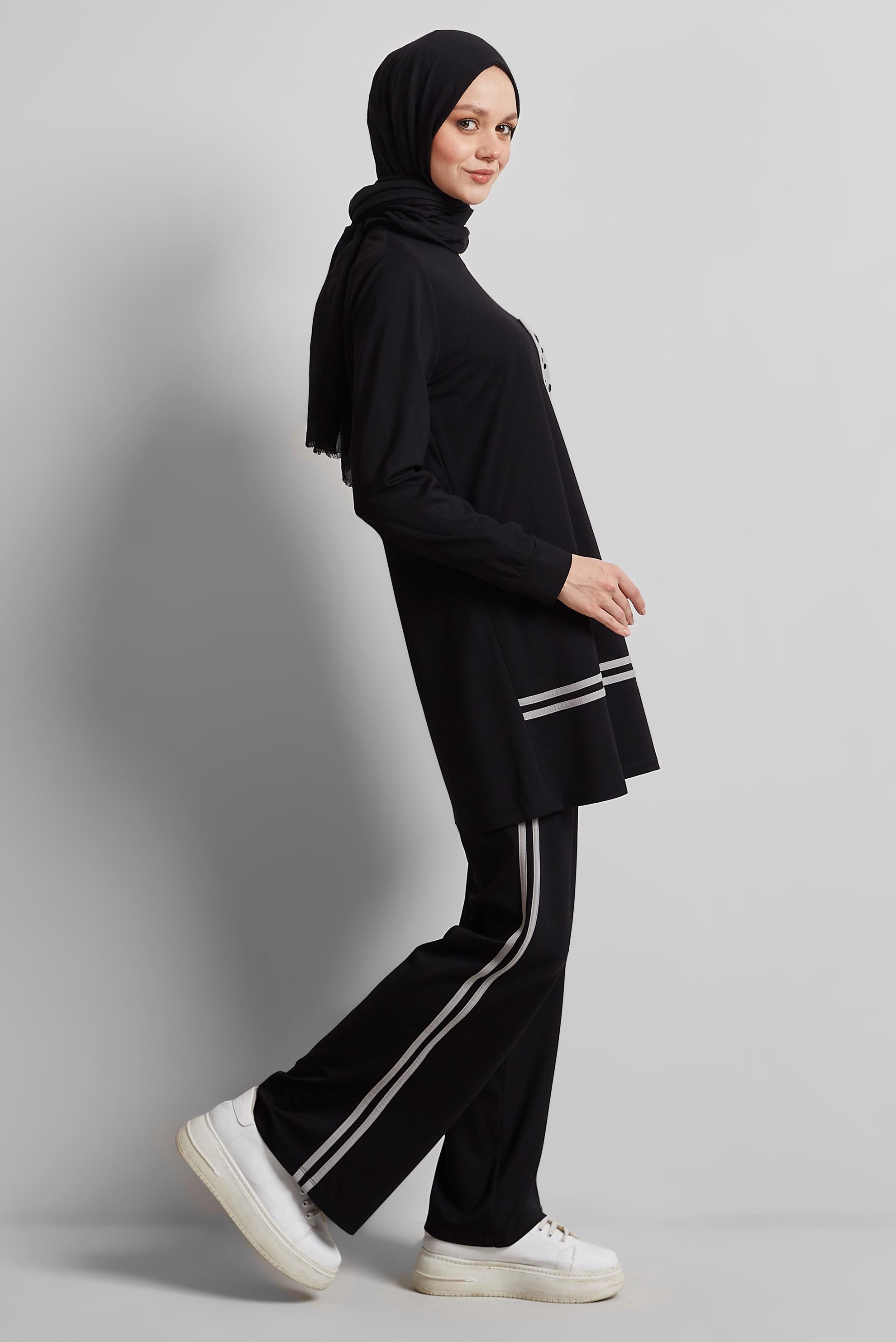 Vêtements hijab NOIR ENSEMBLE SURVÊTEMENT AVEC PANTALON 45479