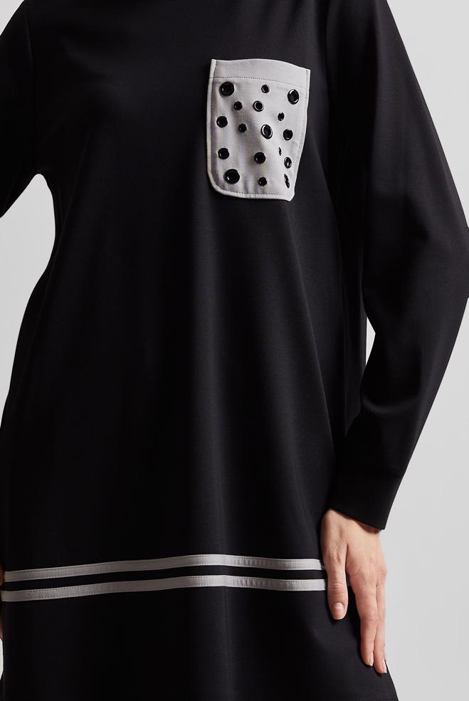 Vêtements hijab NOIR ENSEMBLE SURVÊTEMENT AVEC PANTALON 45479 - ALVİNA