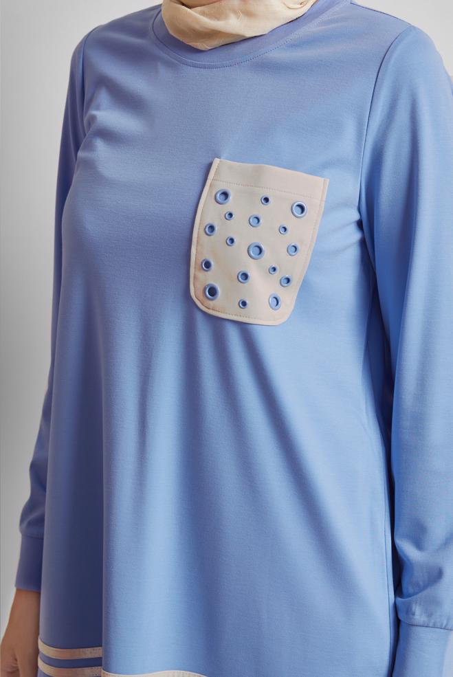 Vêtements hijab BLEU ENSEMBLE SURVÊTEMENT AVEC PANTALON 45479 - ALVİNA