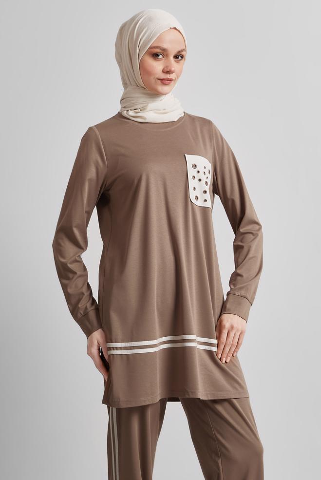 Vêtements hijab VISON ENSEMBLE SURVÊTEMENT AVEC PANTALON 45479 - ALVİNA