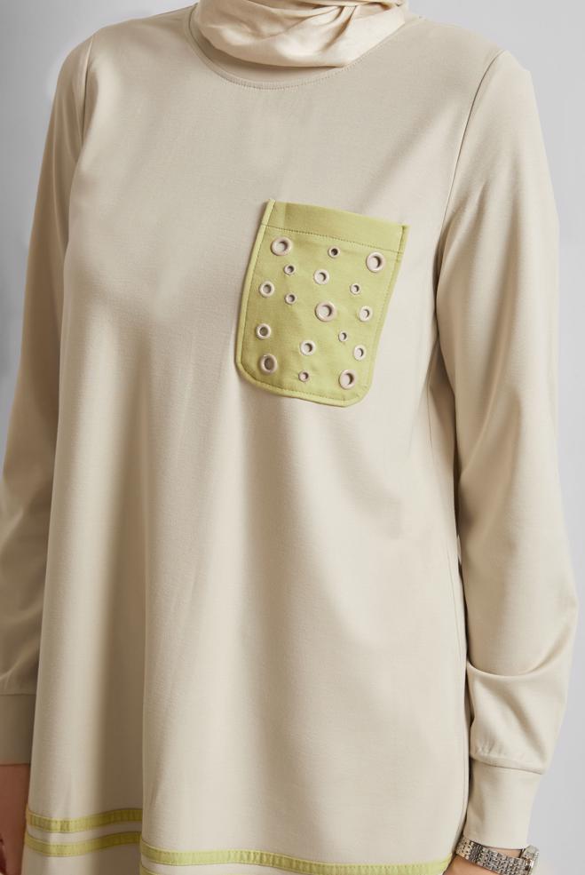 Vêtements hijab SABLE ENSEMBLE SURVÊTEMENT AVEC PANTALON 45479 - ALVİNA