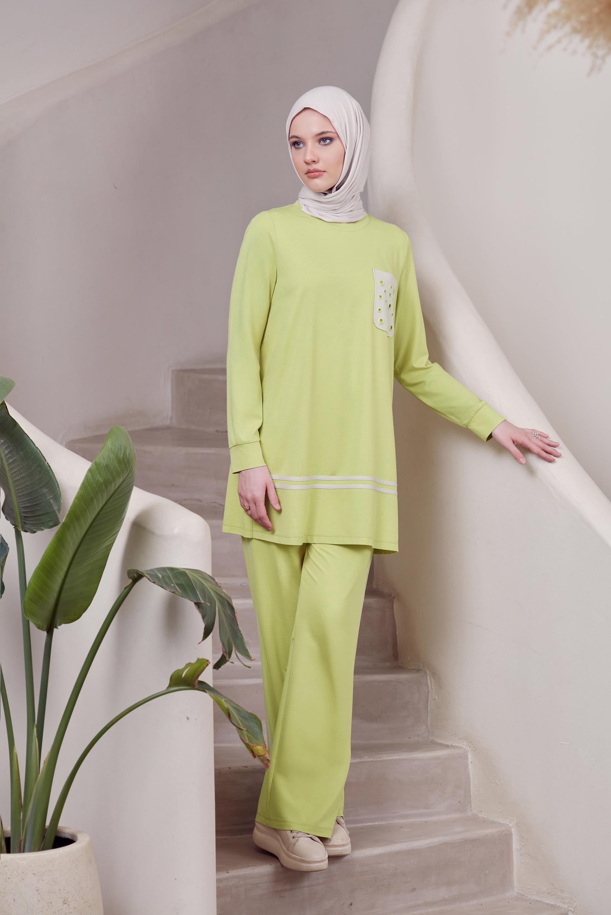 Tesettür giyim SARI PANTOLONLU EŞOFMAN TAKIM 45479