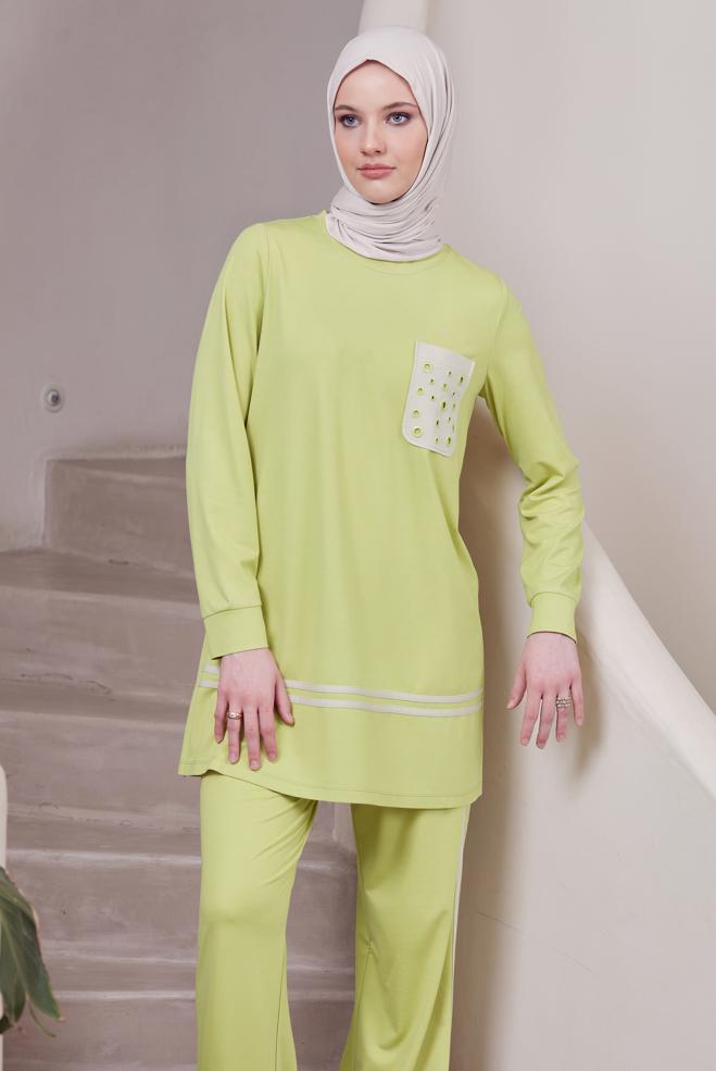 Tesettür giyim SARI PANTOLONLU EŞOFMAN TAKIM 45479 - ALVİNA