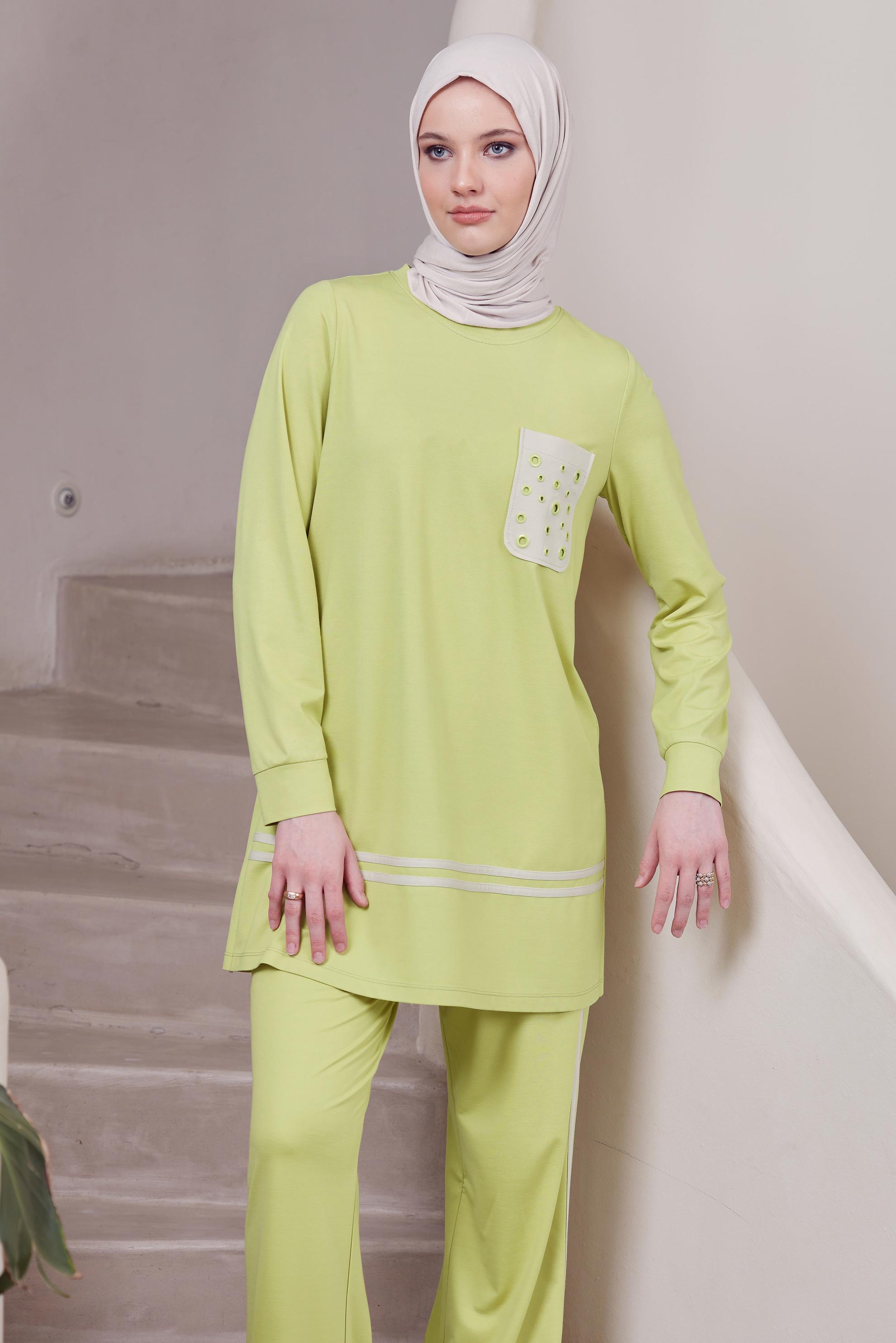 Tesettür giyim SARI PANTOLONLU EŞOFMAN TAKIM 45479