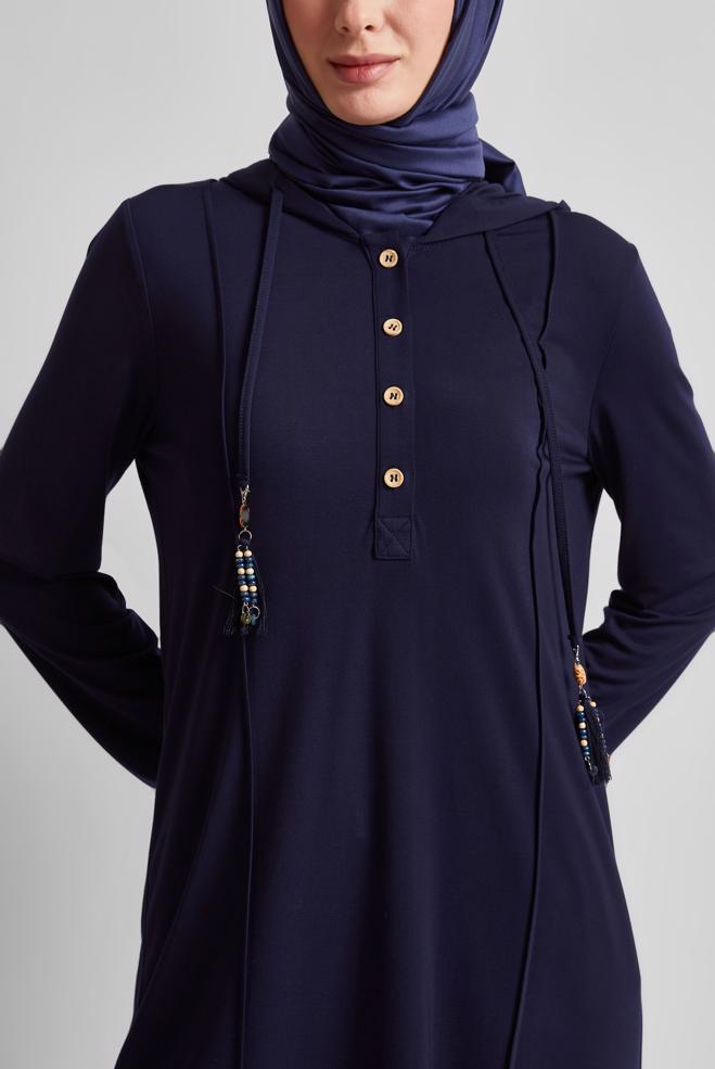 Hijab-Kleidung NAVY BLAU TRAININGSANZUG-SET MIT KAPUZE 45537 - ALVİNA