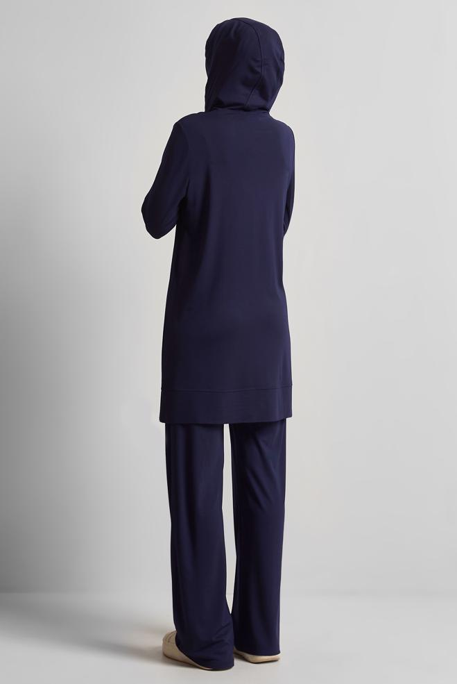Hijab-Kleidung NAVY BLAU TRAININGSANZUG-SET MIT KAPUZE 45537 - ALVİNA