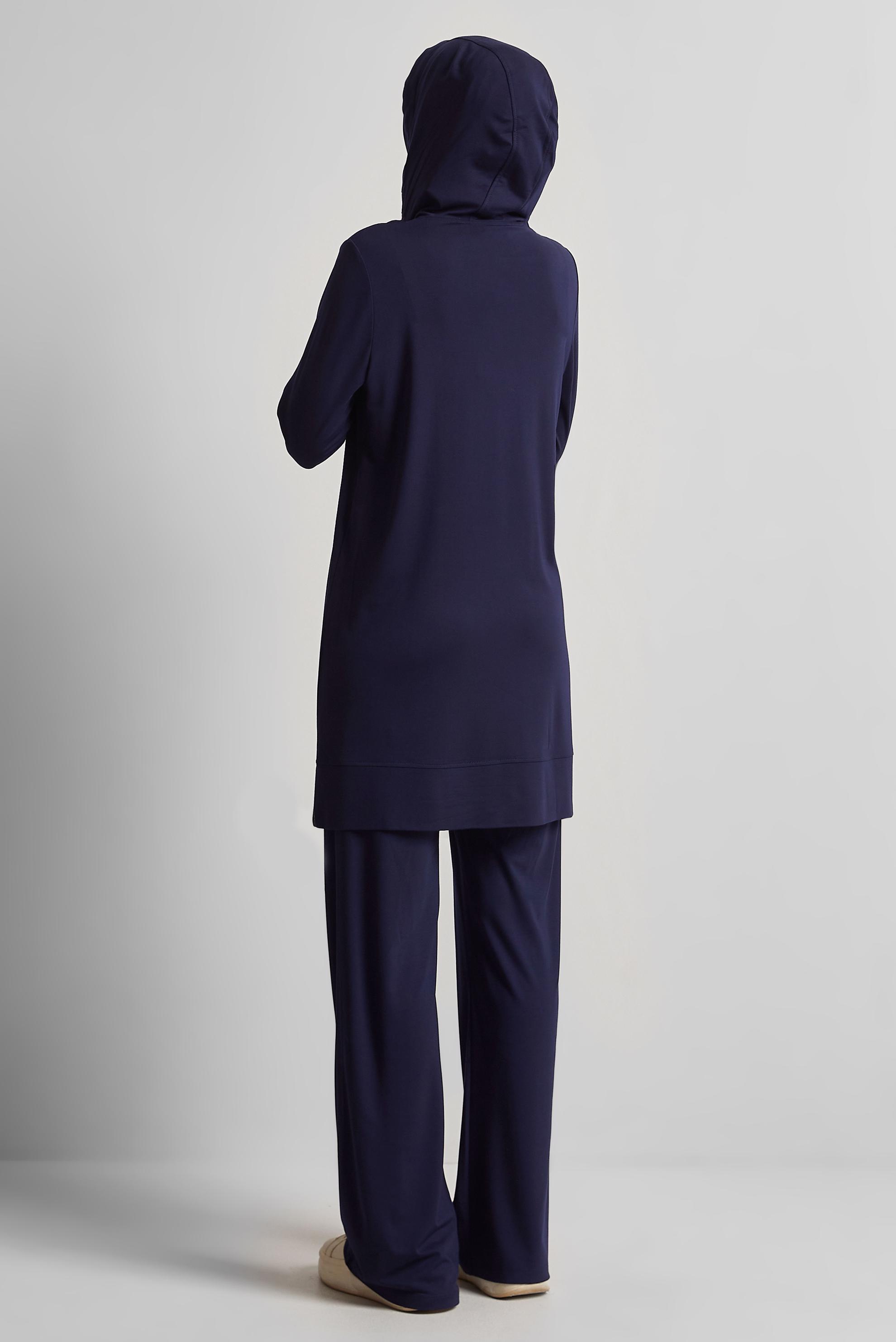 Tesettür giyim LACİVERT KAPÜŞONLU PANTOLONLU EŞOFMAN TAKIM 45537
