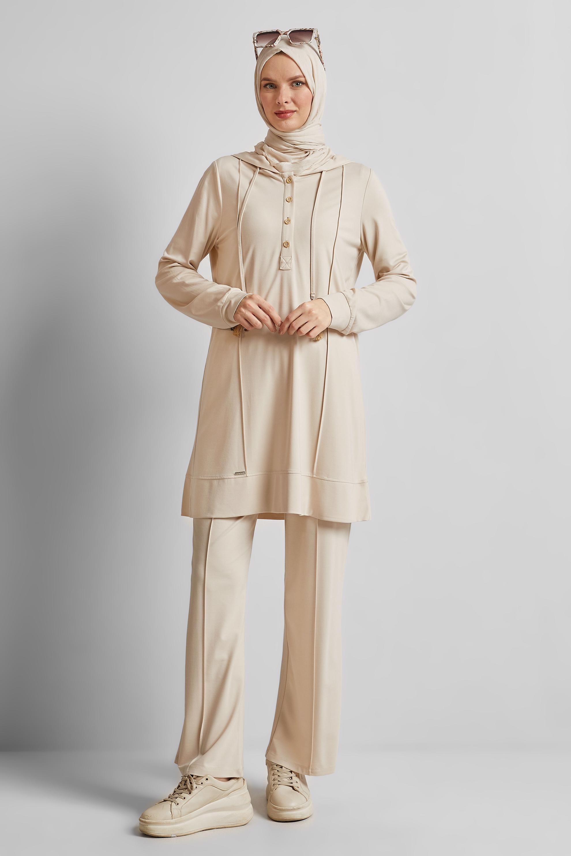 Vêtements hijab ÉCRUE ENSEMBLE DE SURVÊTEMENT À CAPUCHE 45537