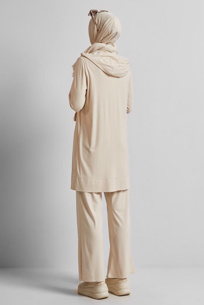 Vêtements hijab ÉCRUE ENSEMBLE DE SURVÊTEMENT À CAPUCHE 45537 - ALVİNA