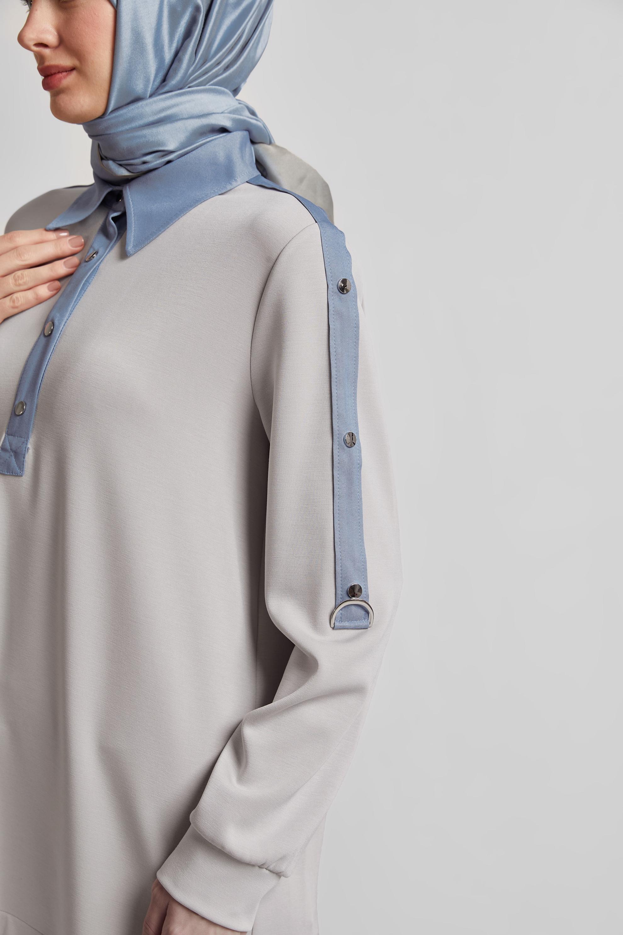 Tesettür giyim BEJ ÇITÇITLI EŞOFMAN TUNİK 45539