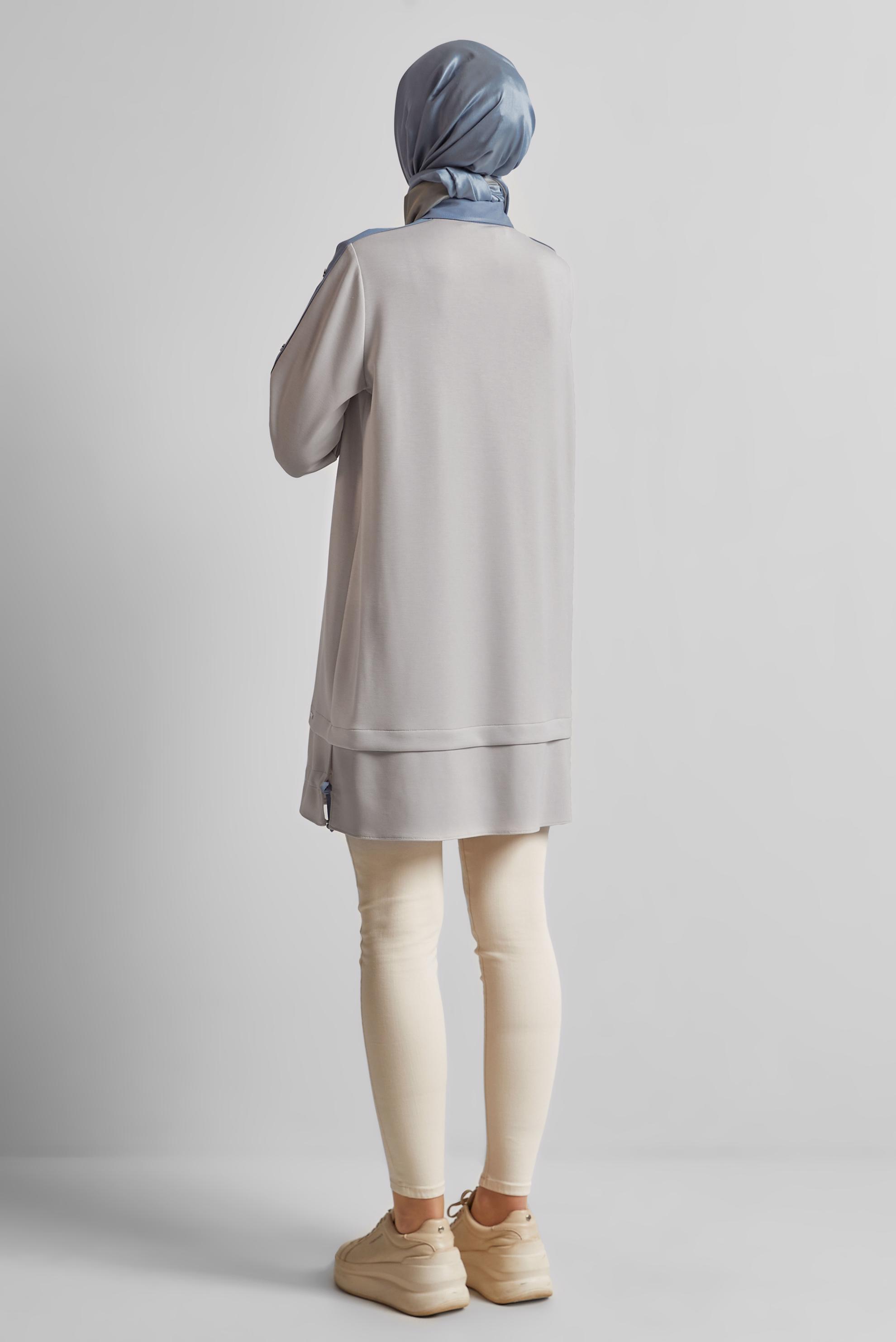 Tesettür giyim BEJ ÇITÇITLI EŞOFMAN TUNİK 45539