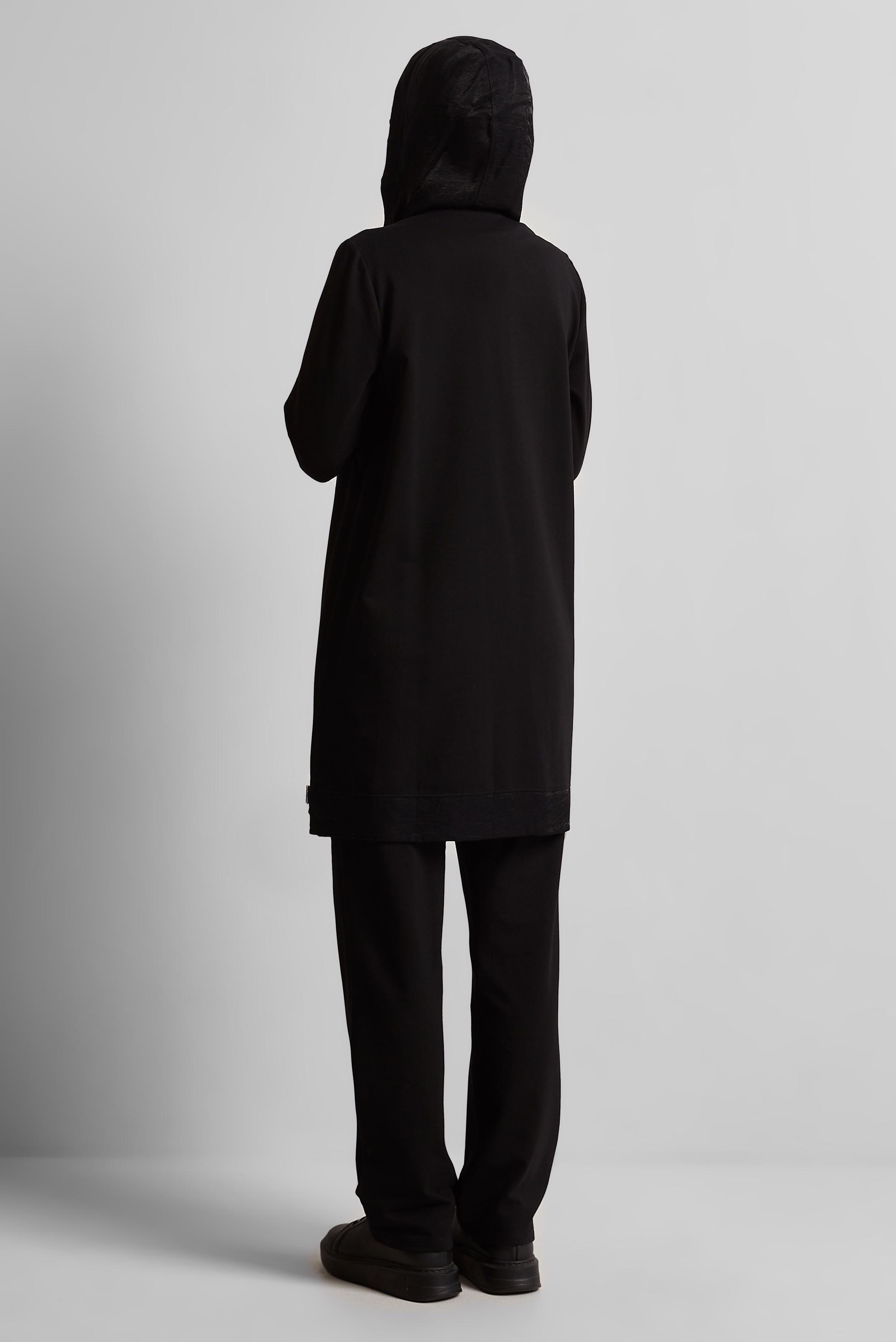 Tesettür giyim SİYAH KAPÜŞONLU PANTOLONLU TAKIM 45543