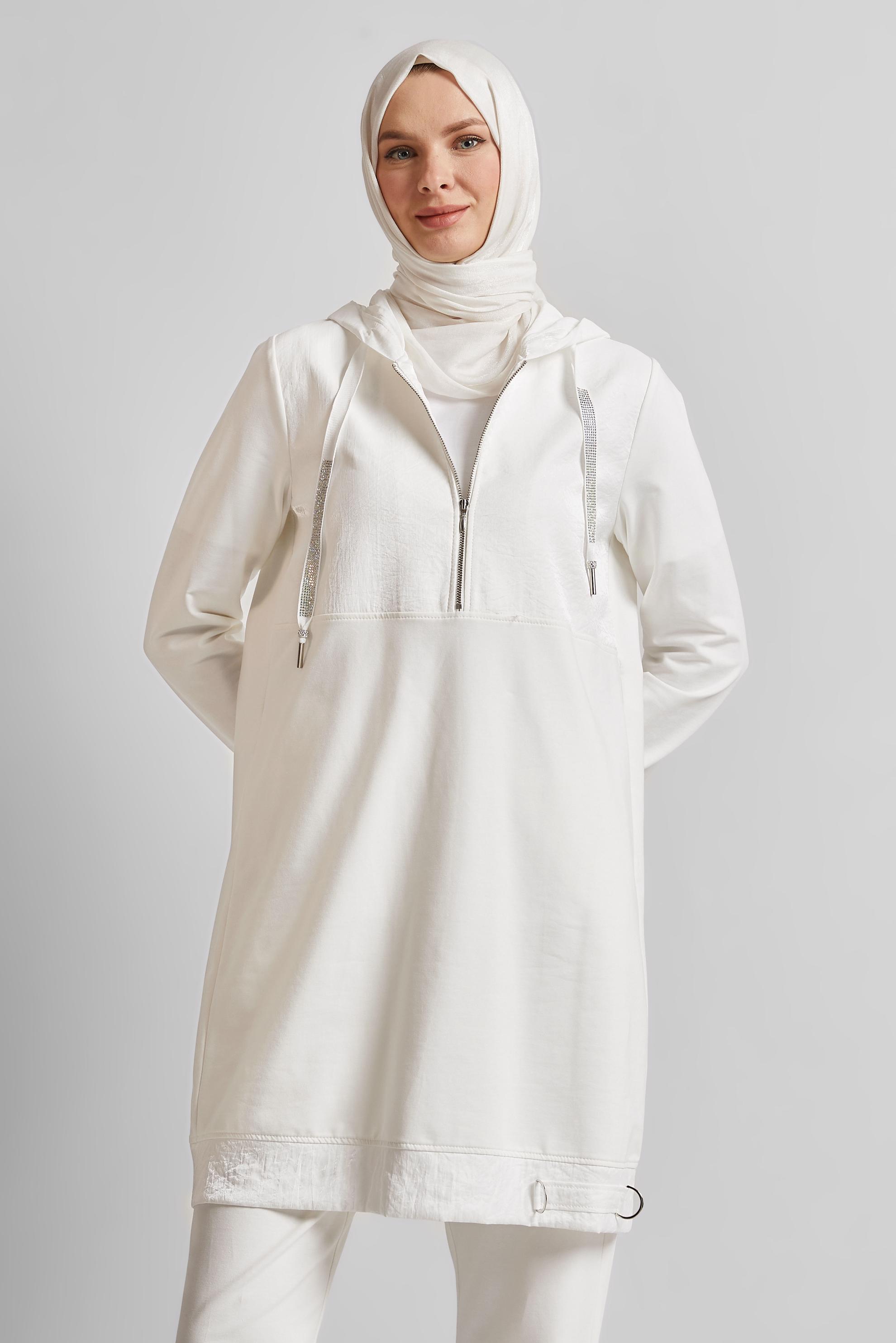 Vêtements hijab BLANC COSTUME PANTALON À CAPUCHE 45543