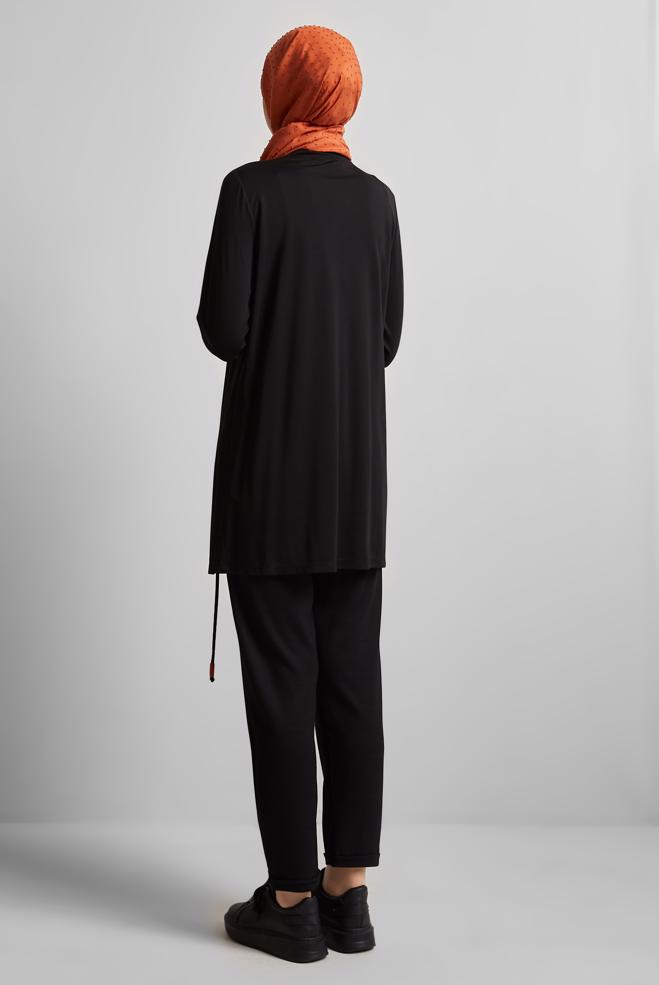 Hijab clothing BLACK PRINTED TRACKSUIT TUNIC 45548 - ALVİNA
