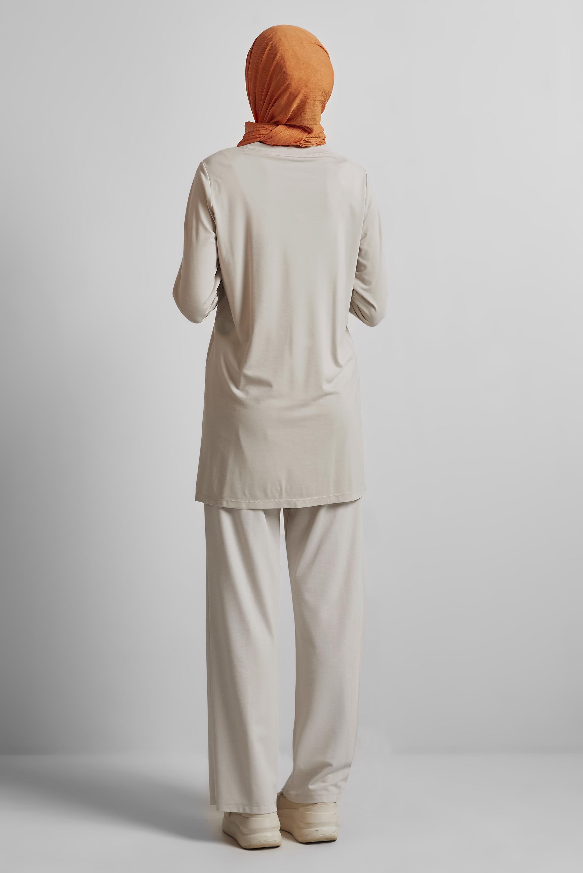 Vêtements hijab BEIGE TUNIQUE DE SURVÊTEMENT IMPRIMÉE 45548