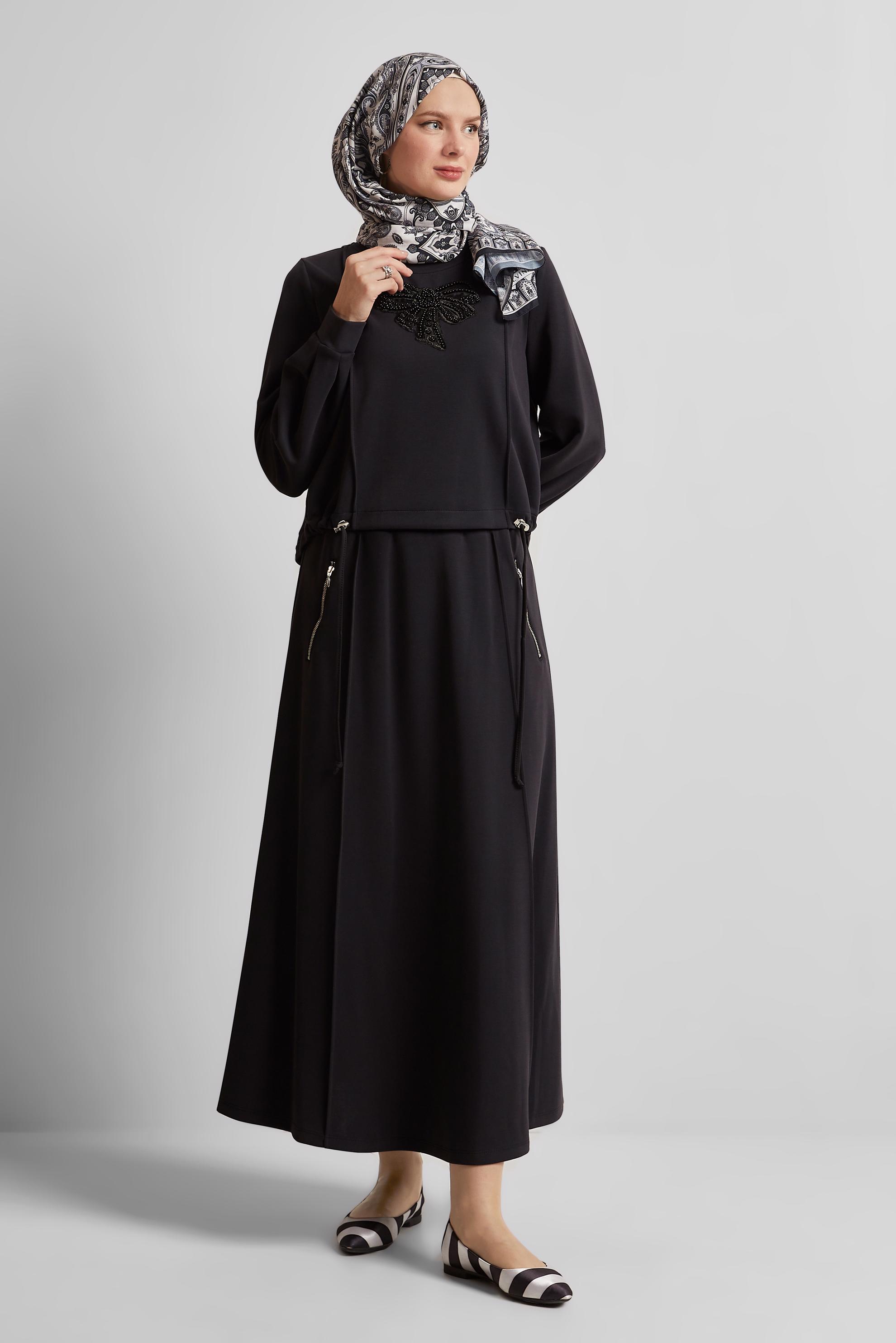 Tesettür giyim SİYAH ETEKLİ EŞOFMAN TAKIMI 45572